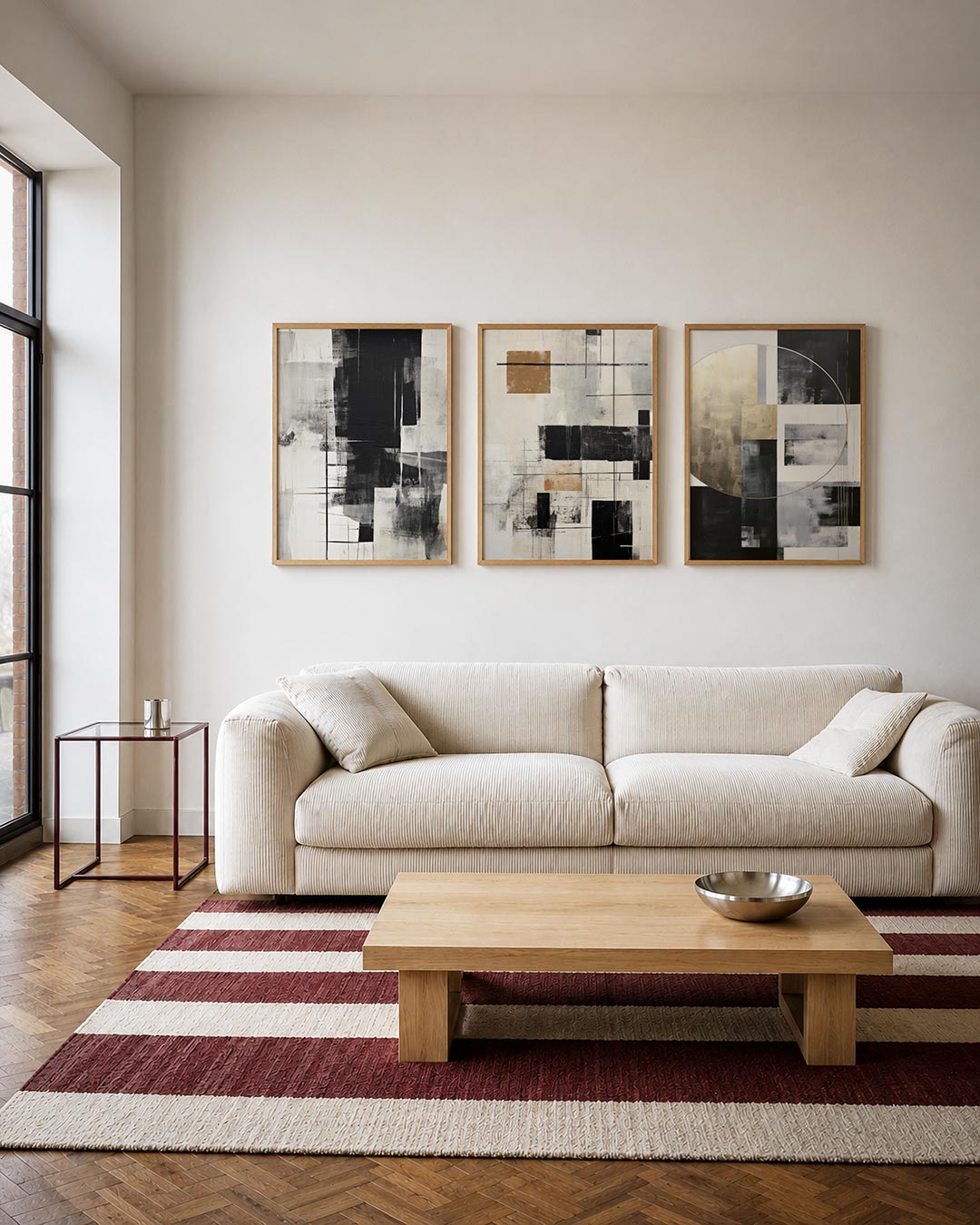 Zwart wit lijnenspel Posterset