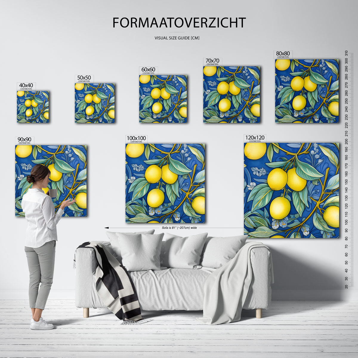 Citroenen op blauwe achtergrond Poster