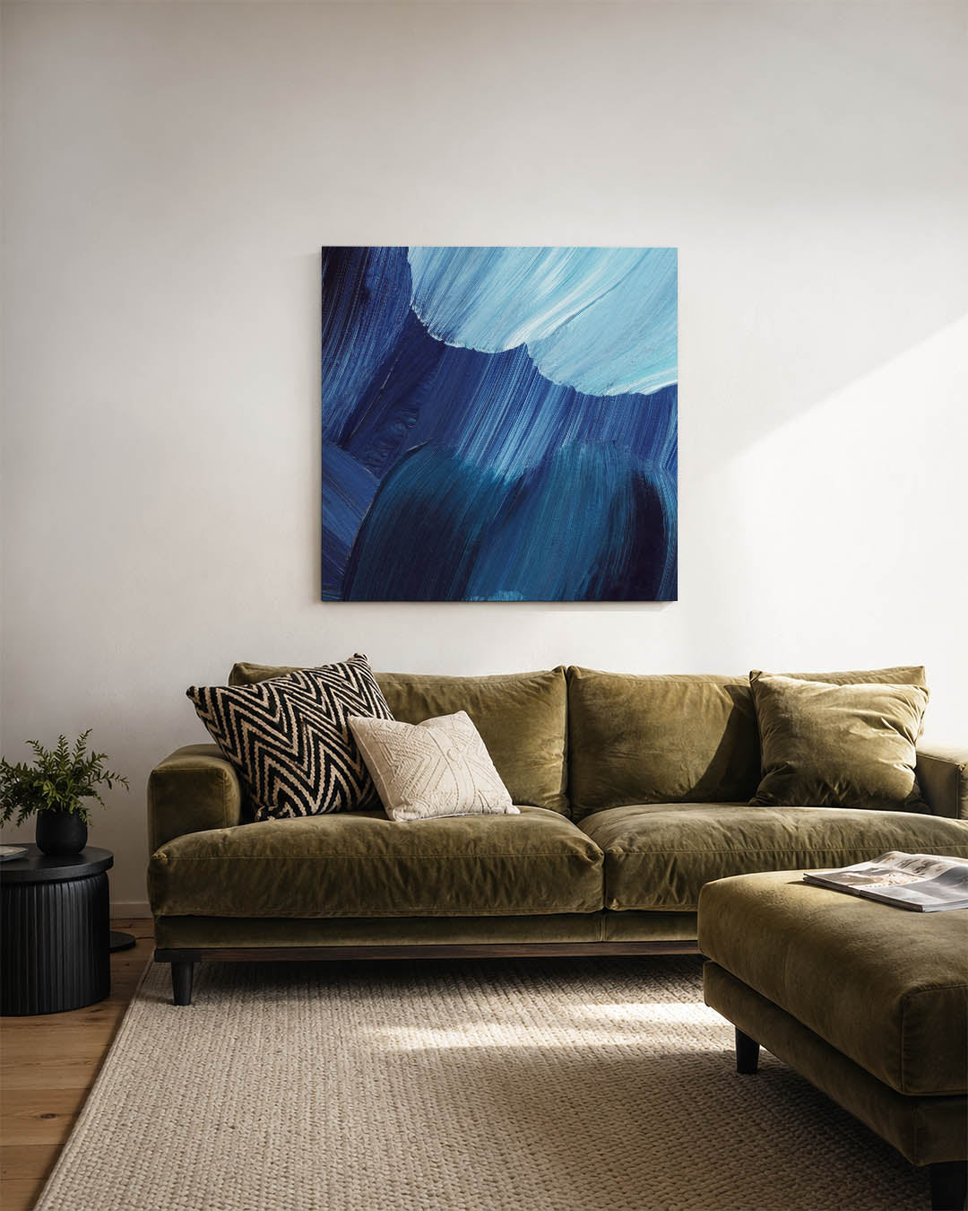 Dynamische blauwe beweging Kunstwerk