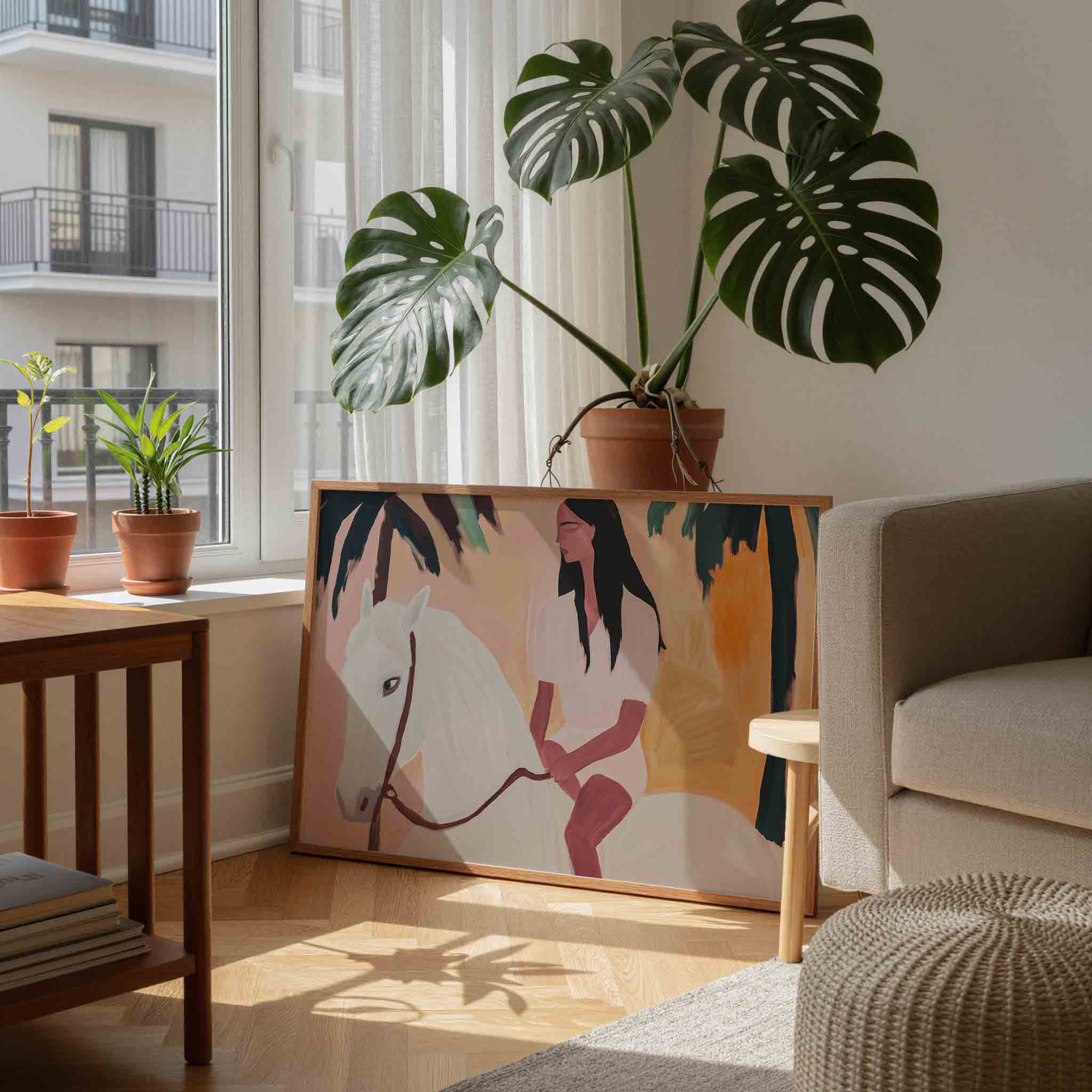 Vrouw op paard Poster