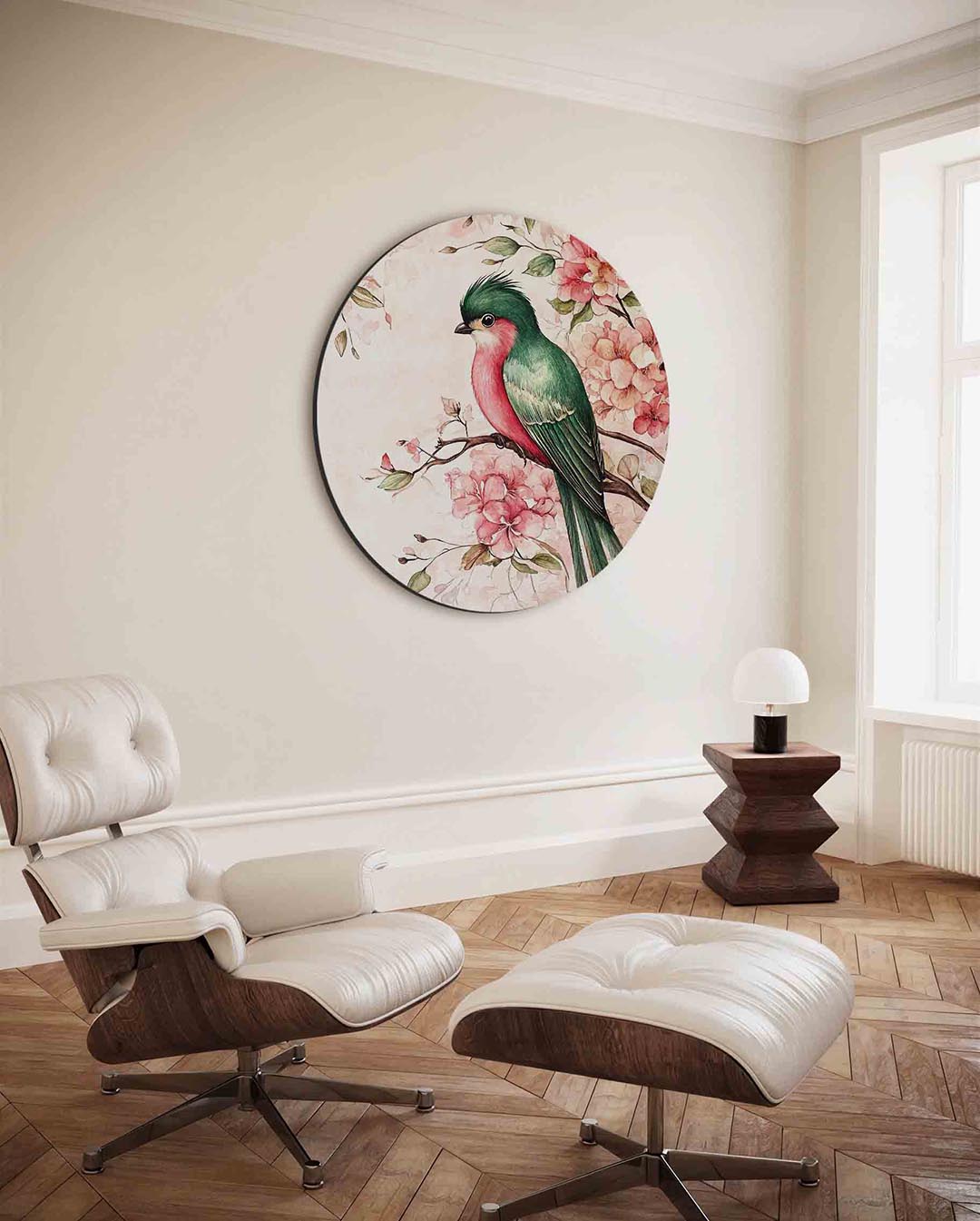 Vogel en bloemen Muurcirkel