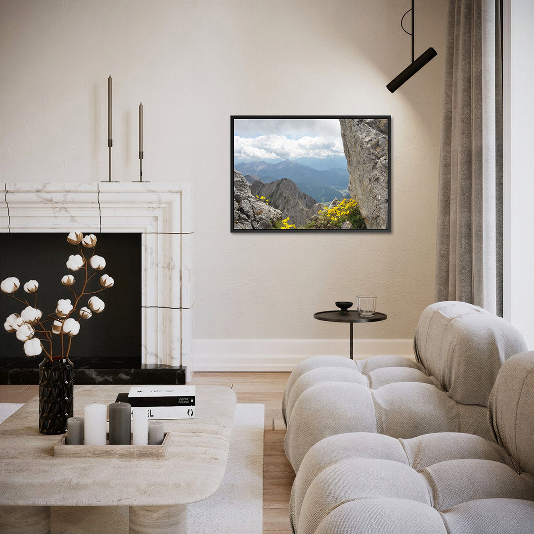 Berglandschap met bloemen Kunstwerk
