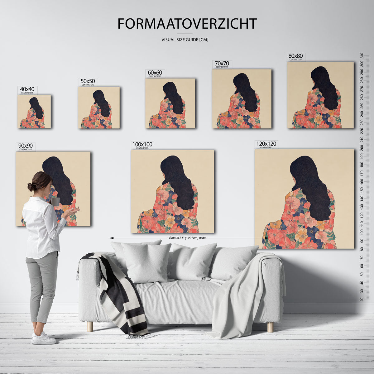 Vrouw met bloemenpatroon Poster