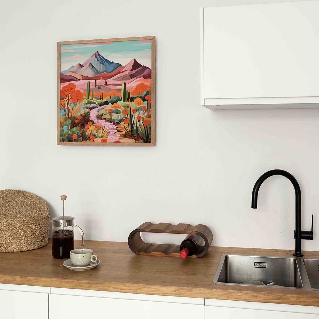 Berglandschap met cactussen Poster