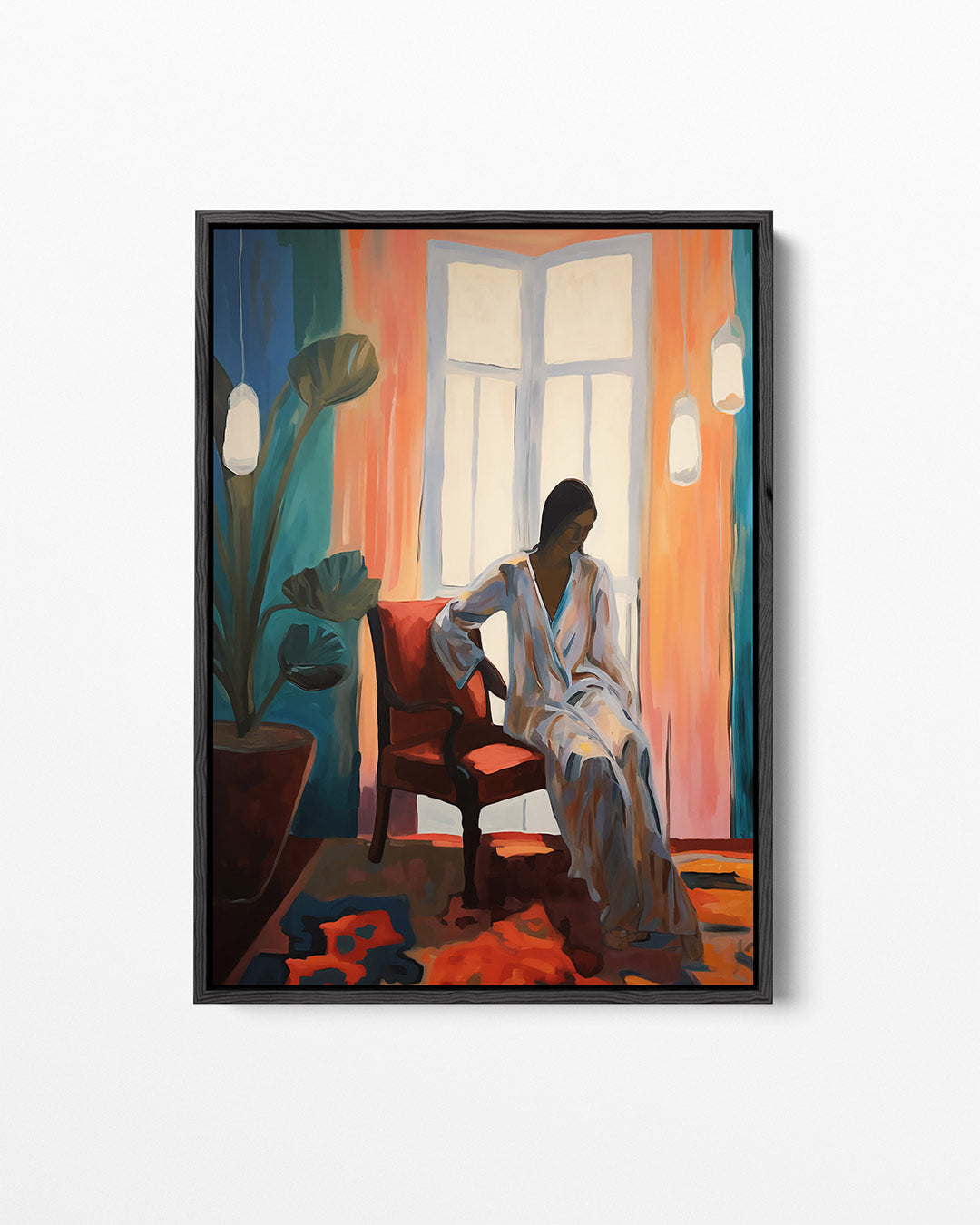 Vrouw in interieur Kunstwerk