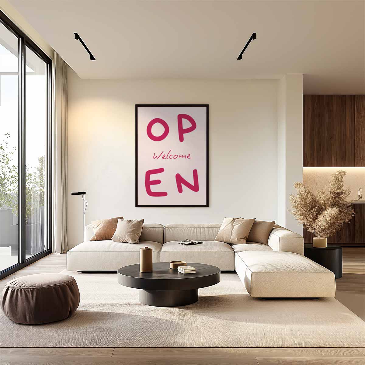 Welkomstbord "Open Kunstwerk-canvas-dibond-plexiglas-wanddecoratie-WallArtistic
