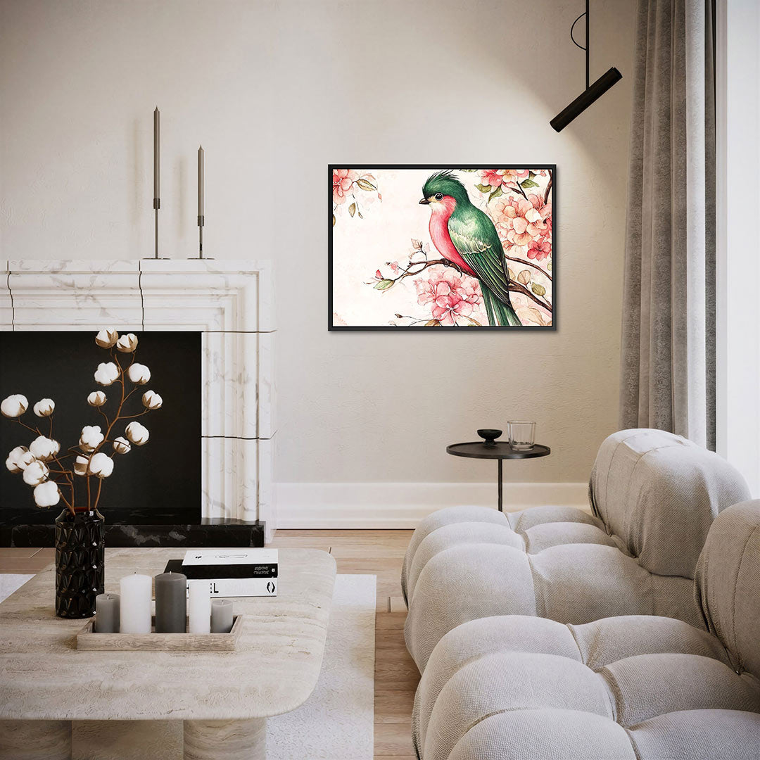Vogel en bloemen Kunstwerk