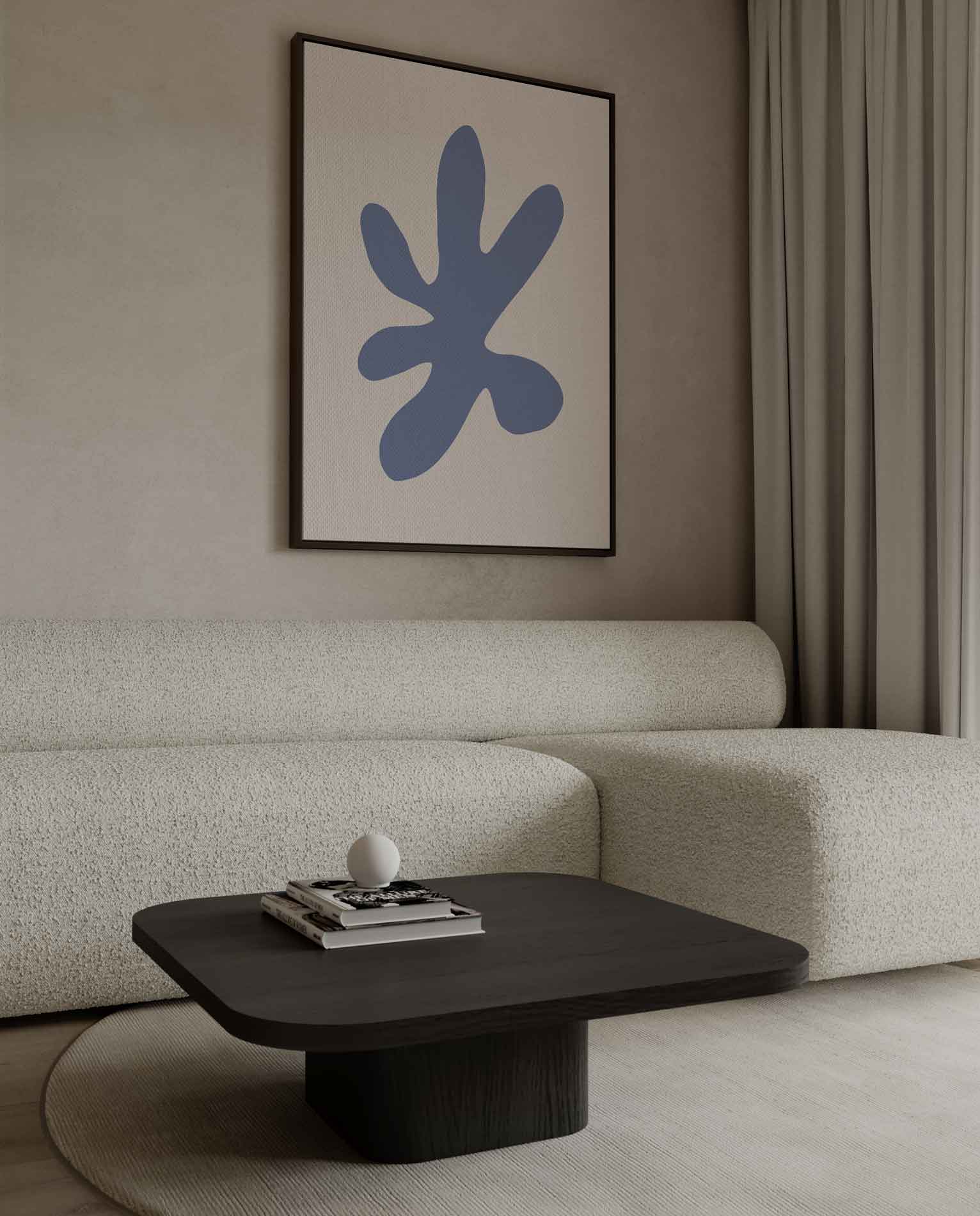 Modern Abstracte Bloem in Blauw Kunstwerk-canvas-dibond-plexiglas-wanddecoratie-WallArtistic