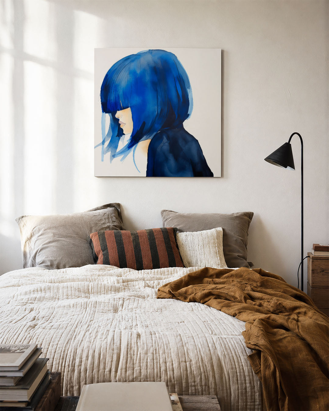 Blauwe silhouet Kunstwerk