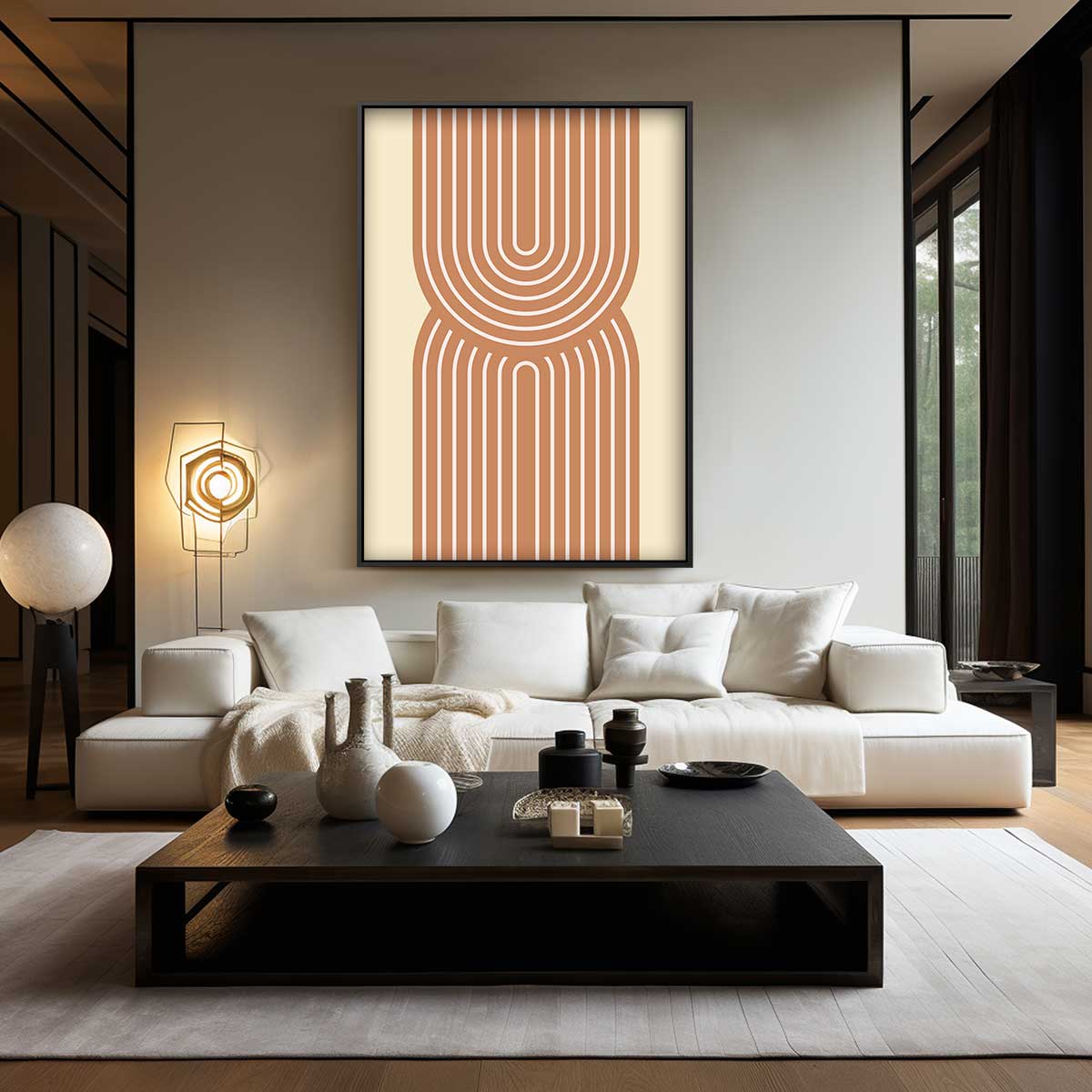 Retro Lijnenspel Kunstwerk-canvas-dibond-plexiglas-wanddecoratie-WallArtistic