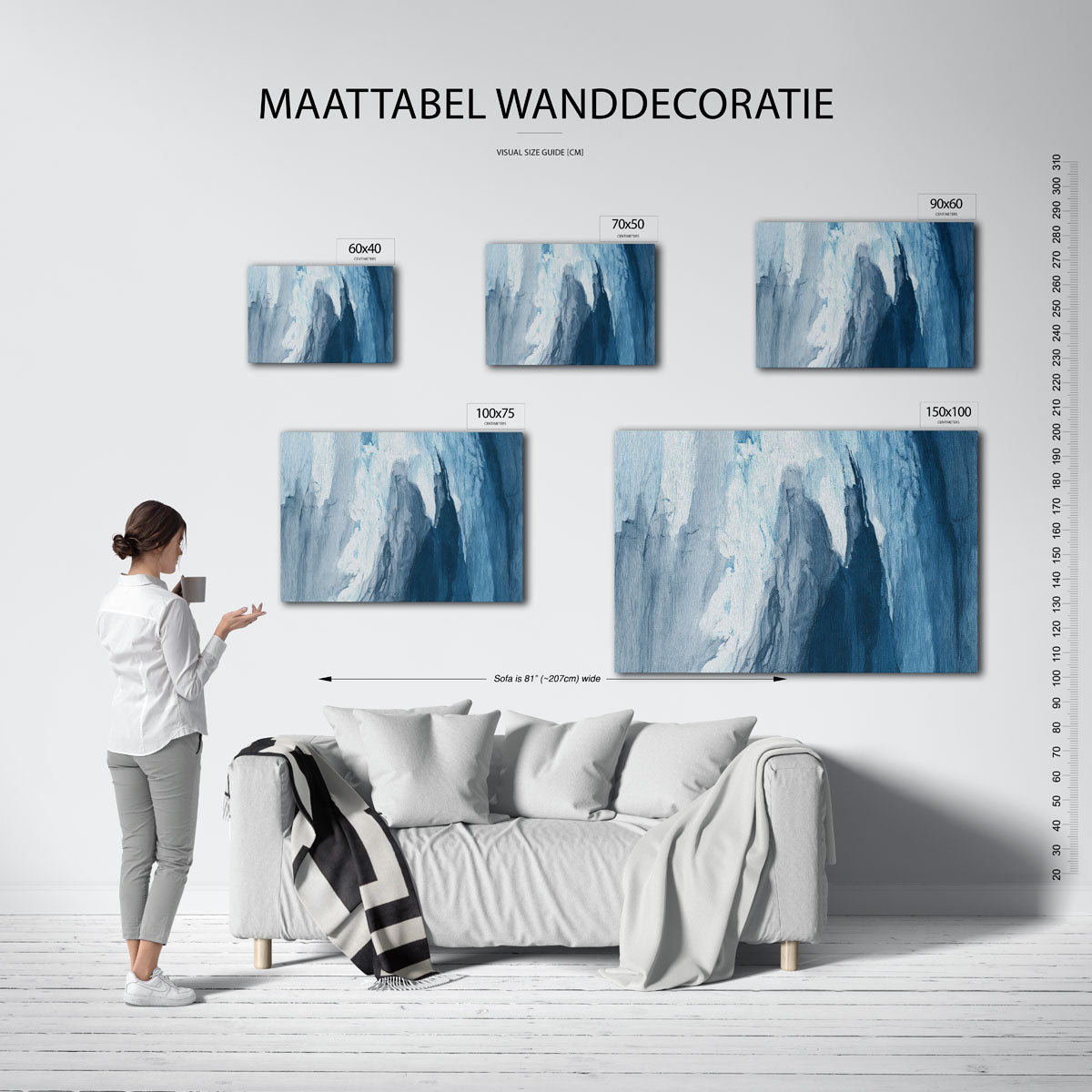 Dynamische blauwtinten Kunstwerk