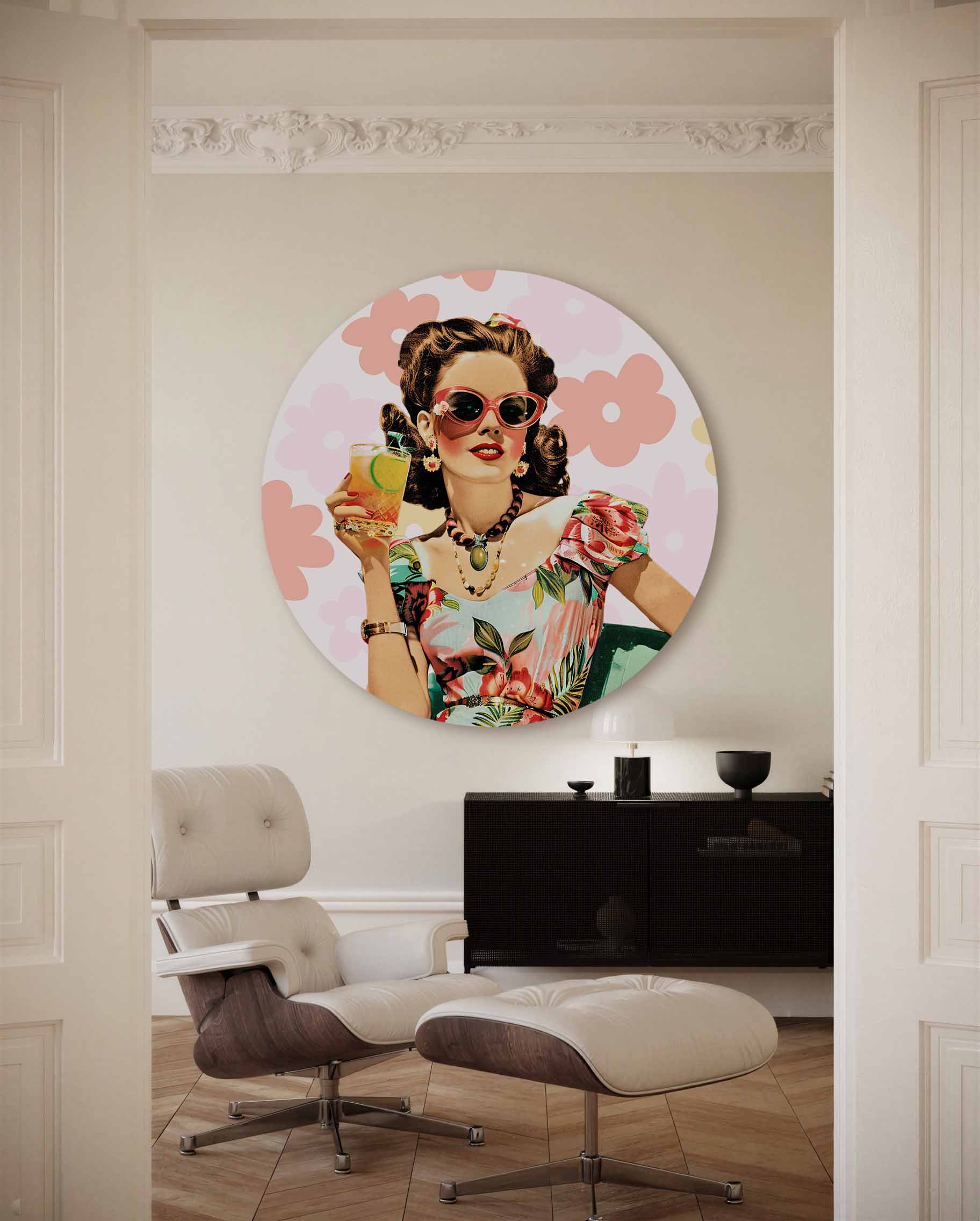 Vrouw met cocktail Muurcirkel