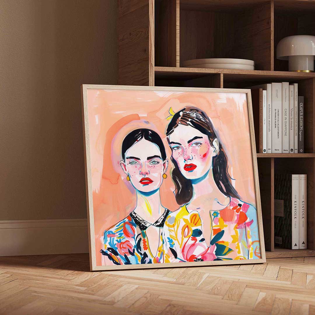 Twee vrouwen met kleurrijke kleding Poster