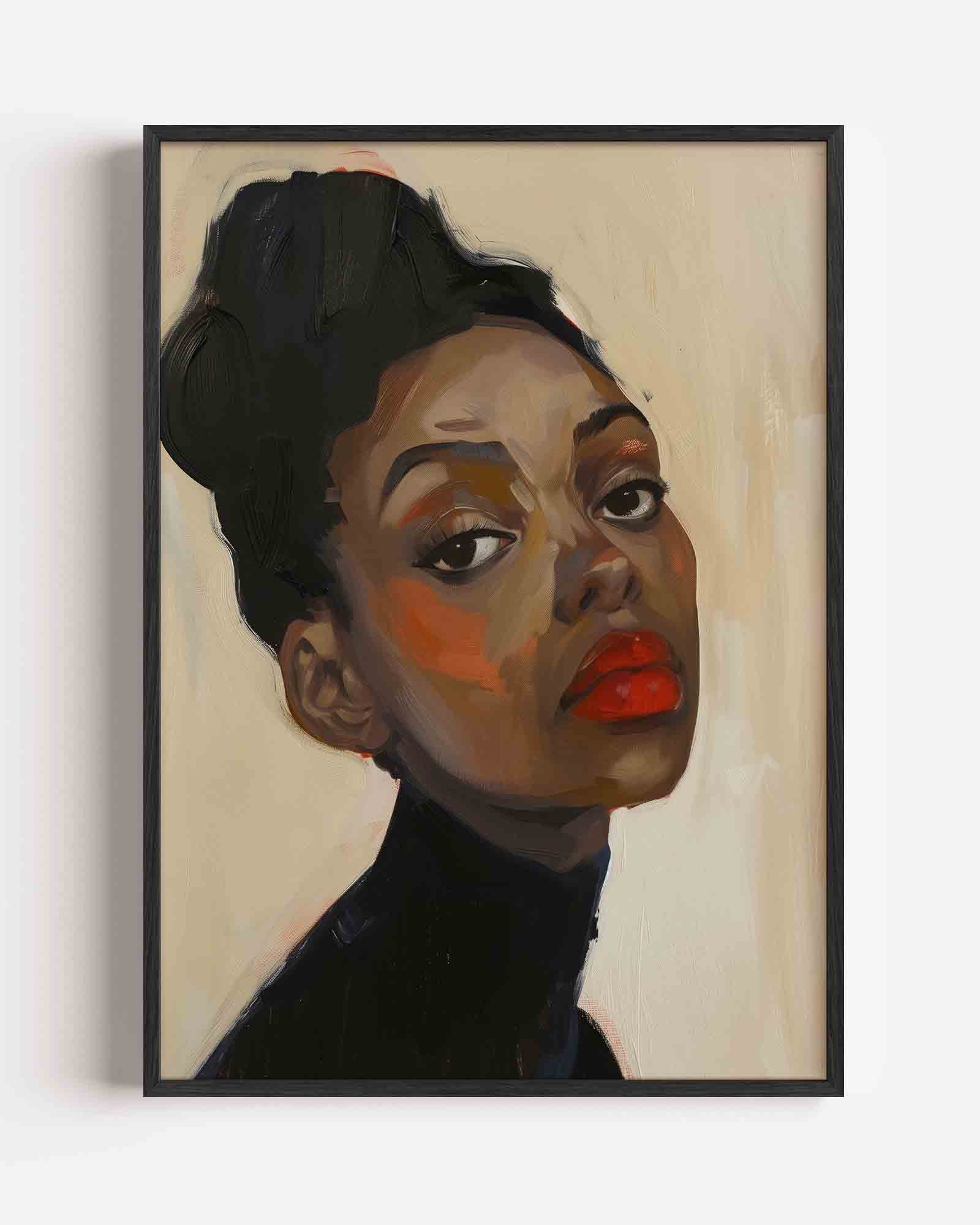 Portret met rode lippen Poster