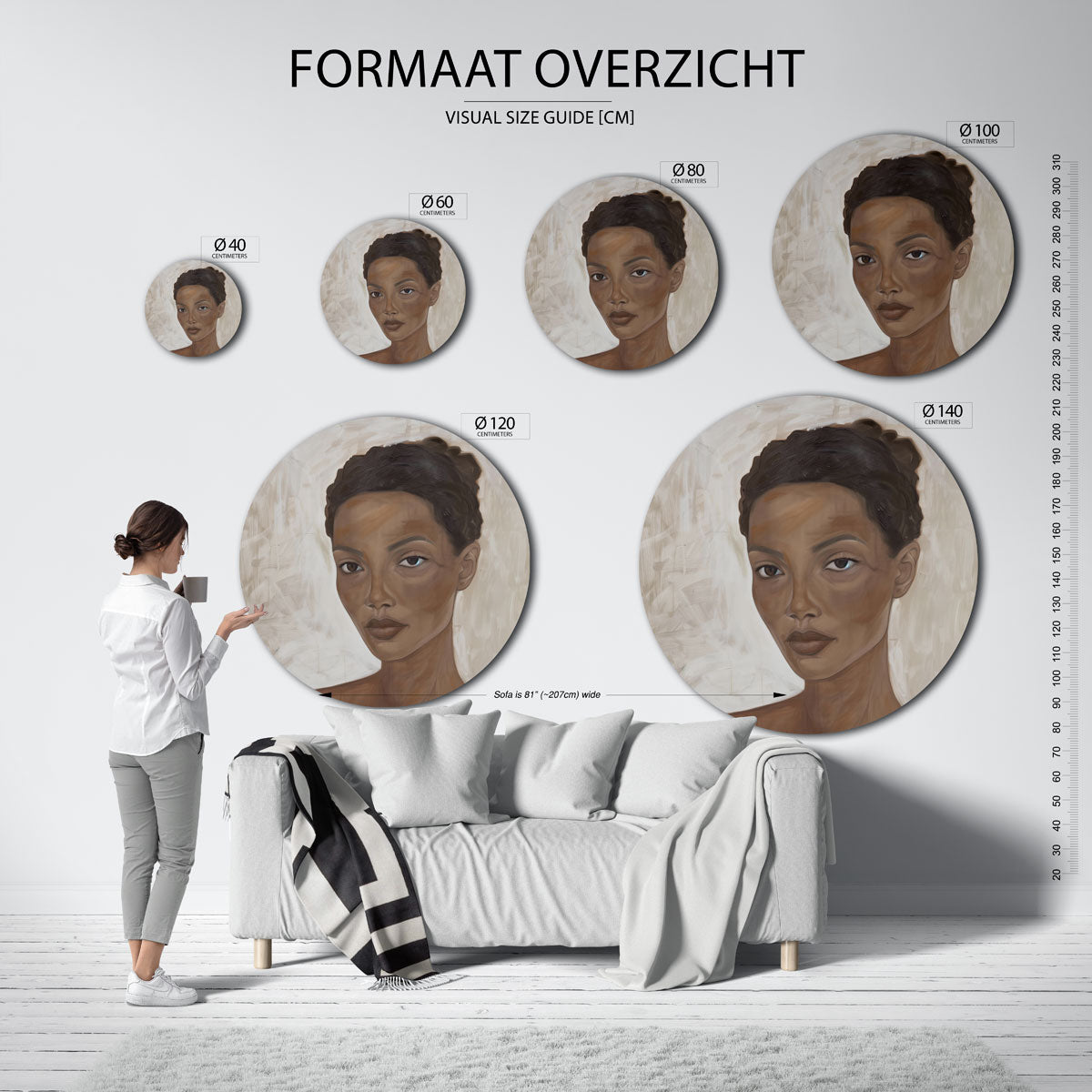 Portret van vrouw Muurcirkel