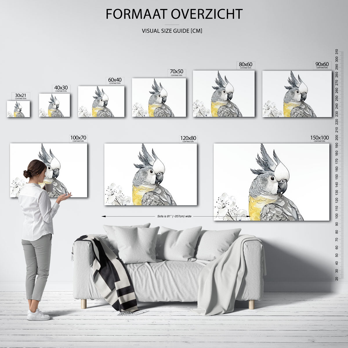 Papegaai met bloemen Poster