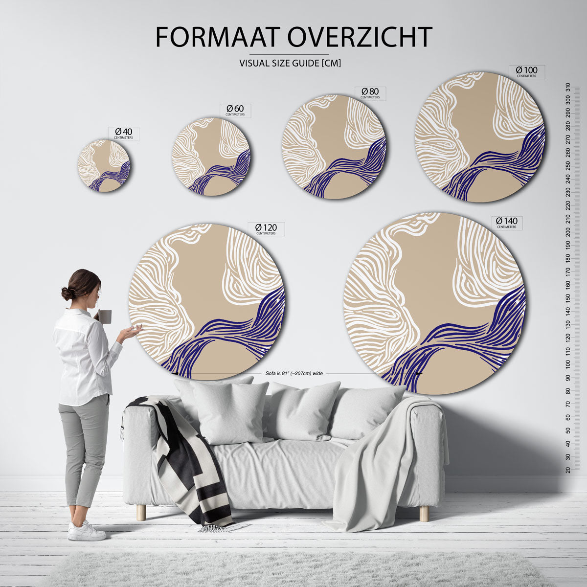 Golvende lijnen Muurcirkel
