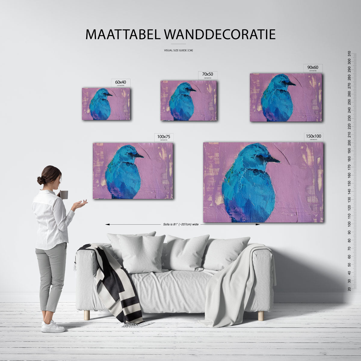 Vogelsilhouet op kleur Kunstwerk