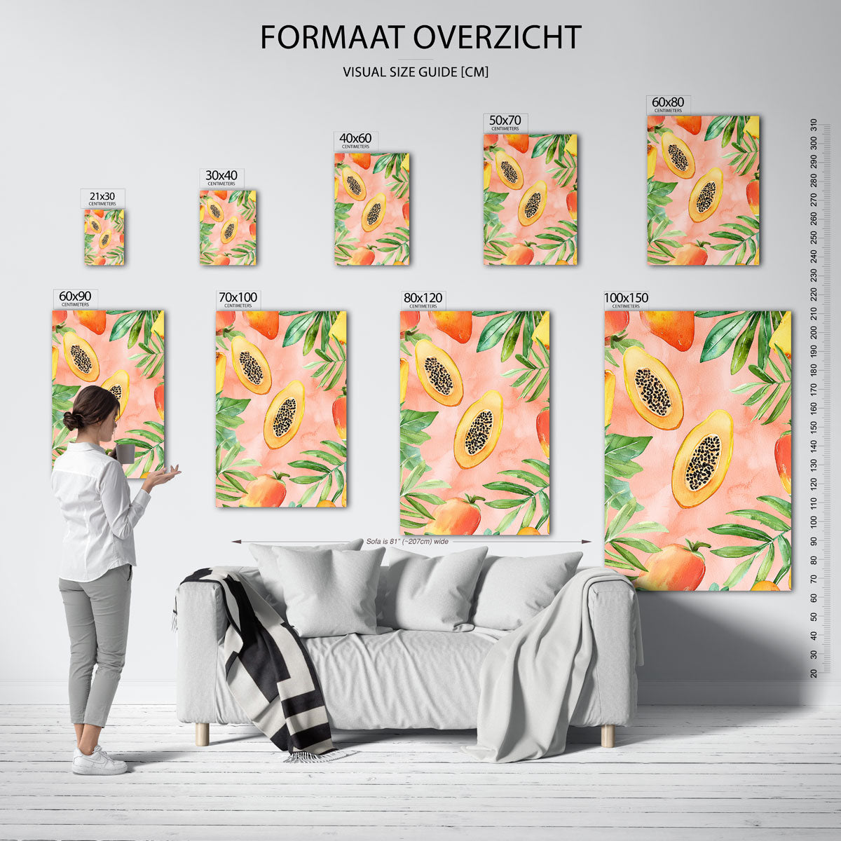 Papaja en bladeren Poster
