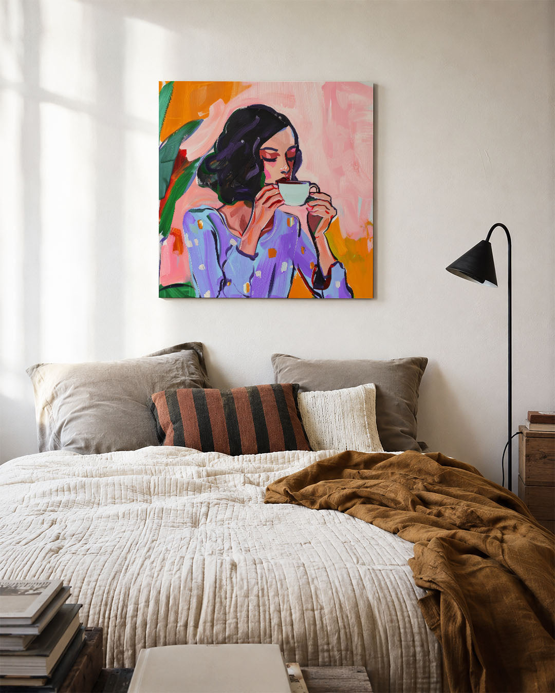 Vrouw met koffiekop Kunstwerk