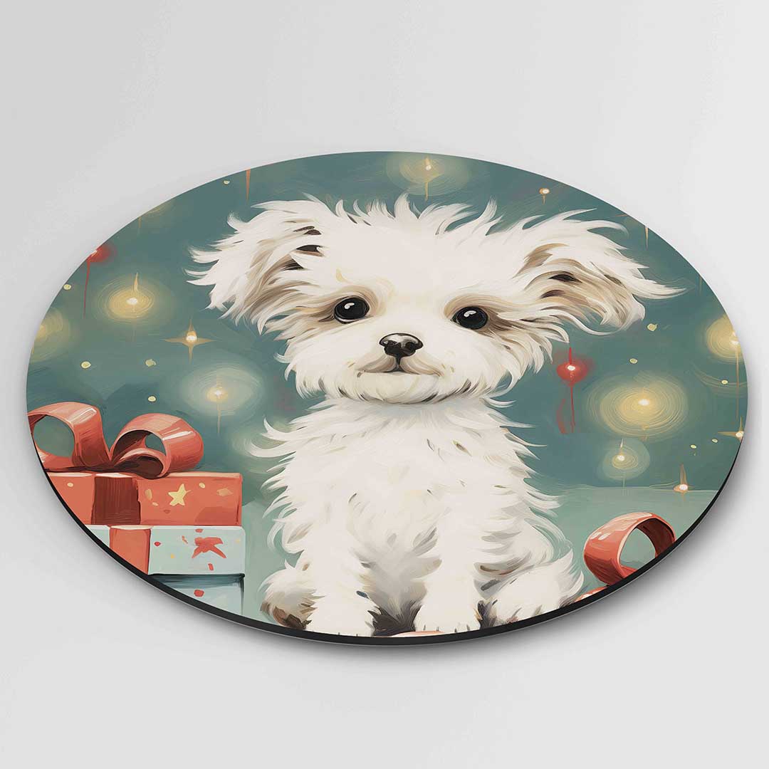 Hond met cadeaus Muurcirkel