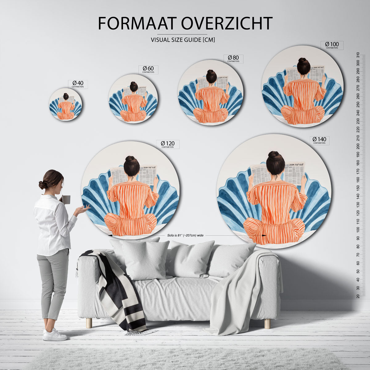 Lezende vrouw Muurcirkel