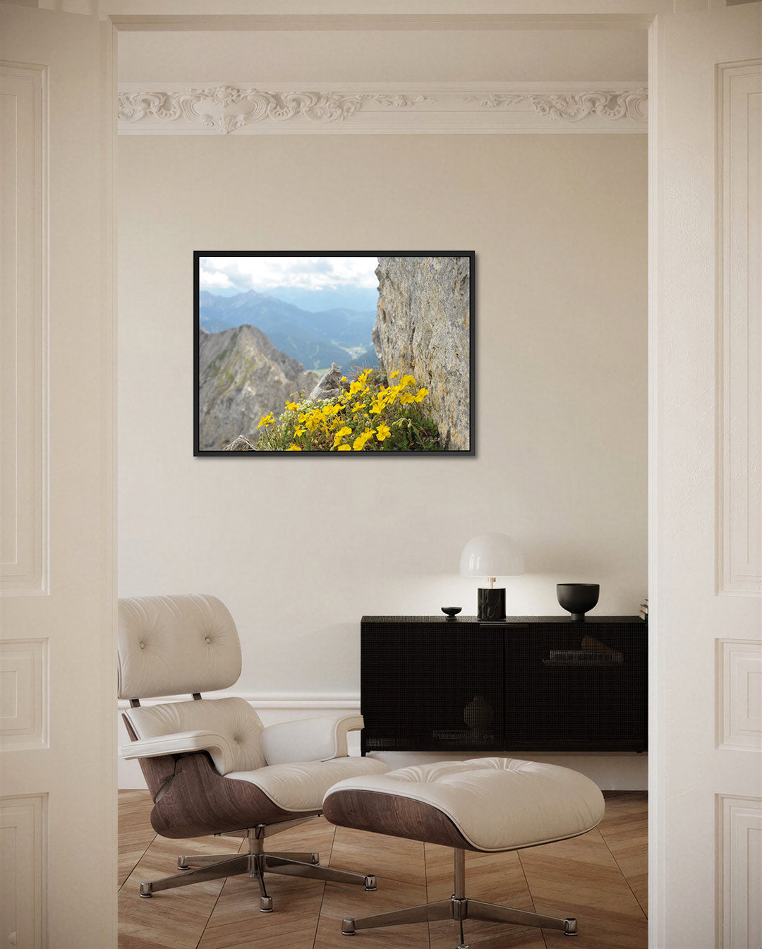 Bergbloemen en rotsen Kunstwerk