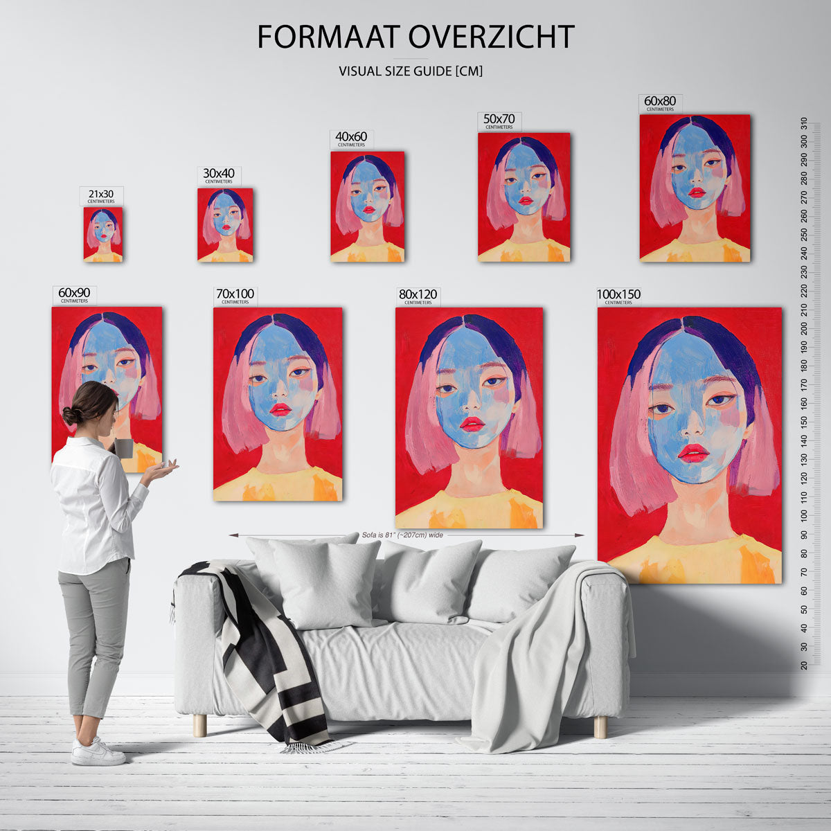 Portret met blauwe tinten Poster