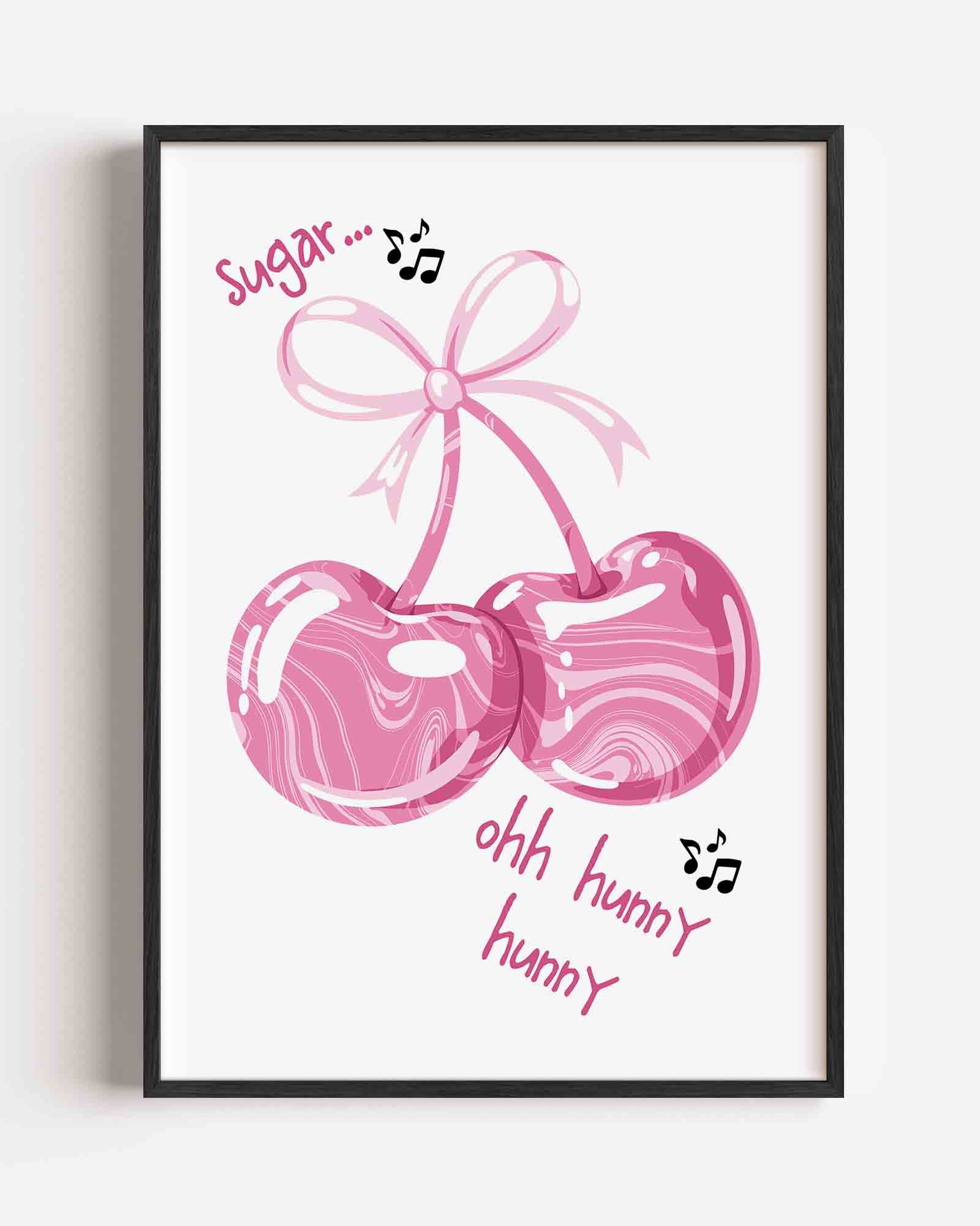 Roze kersen met strik Poster