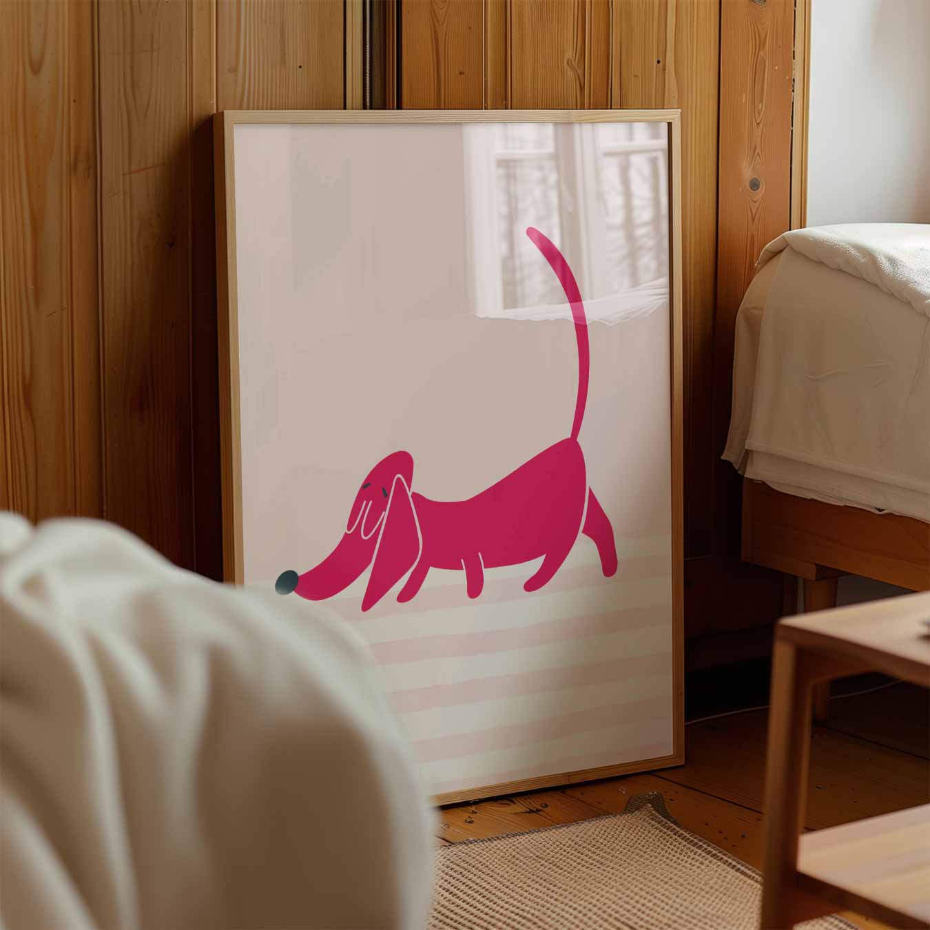 Vrolijke Teckel Illustratie Poster-WallArtistic