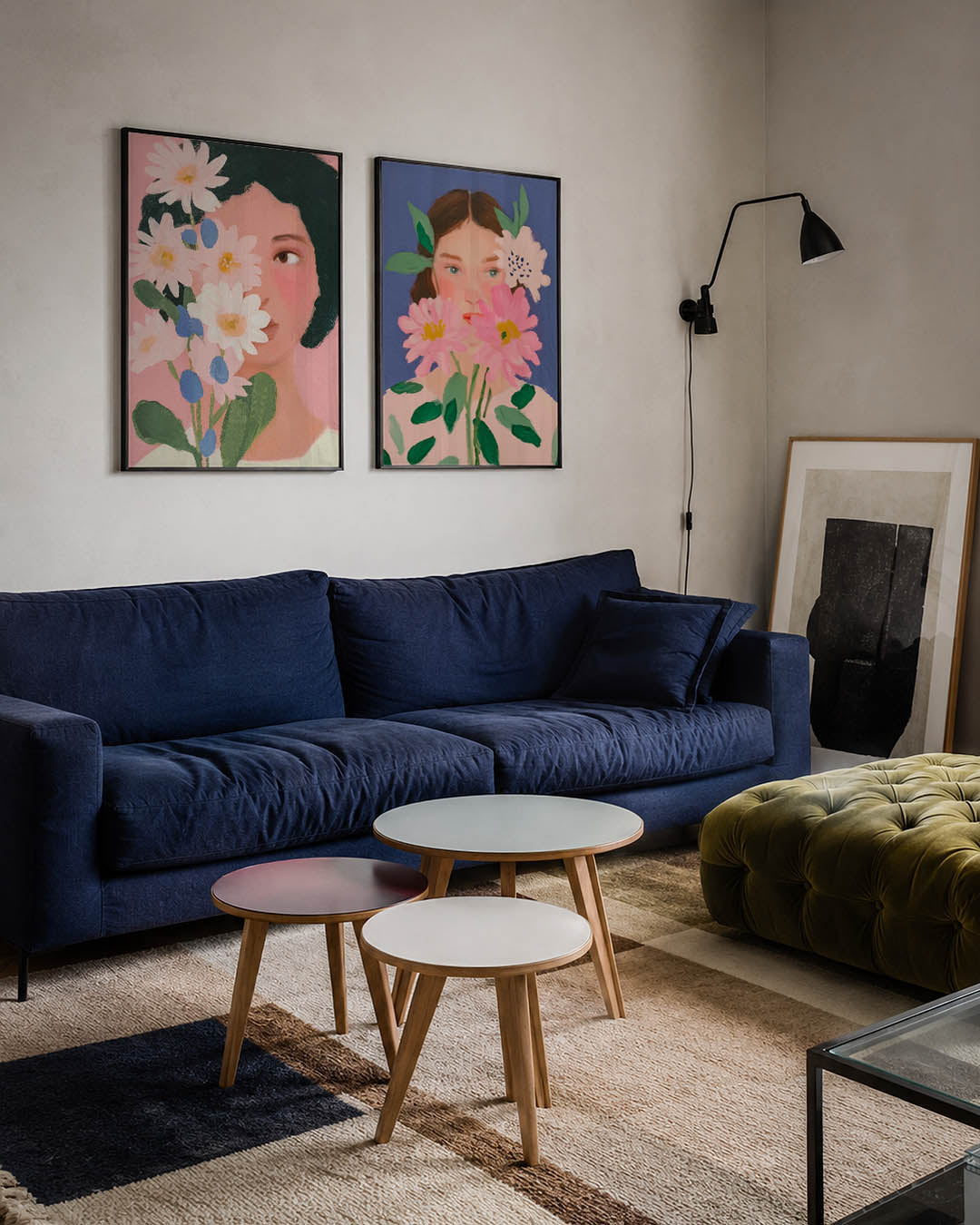 Bloemen en gezicht Posterset