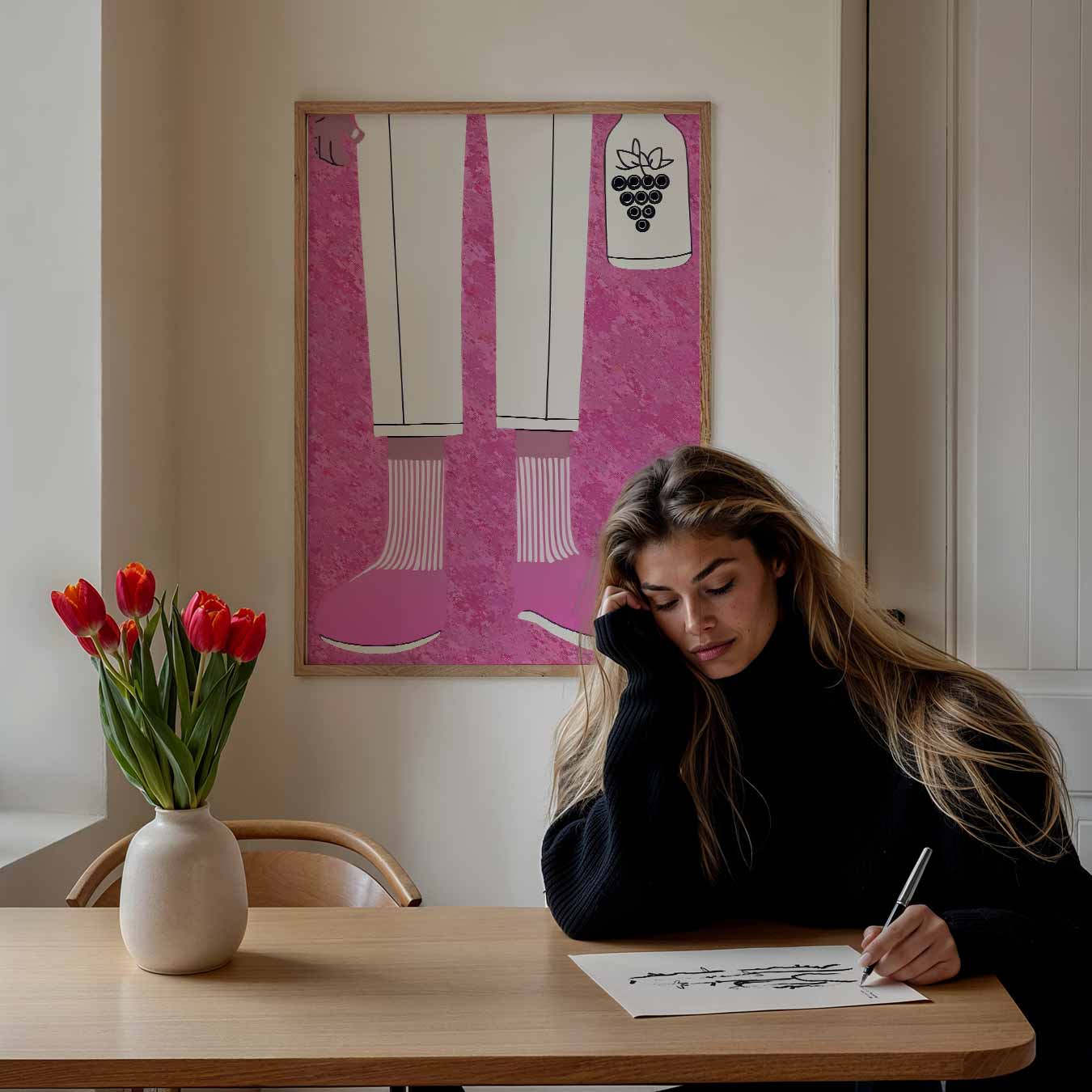 Stijlvolle roze stappers poster-WallArtistic