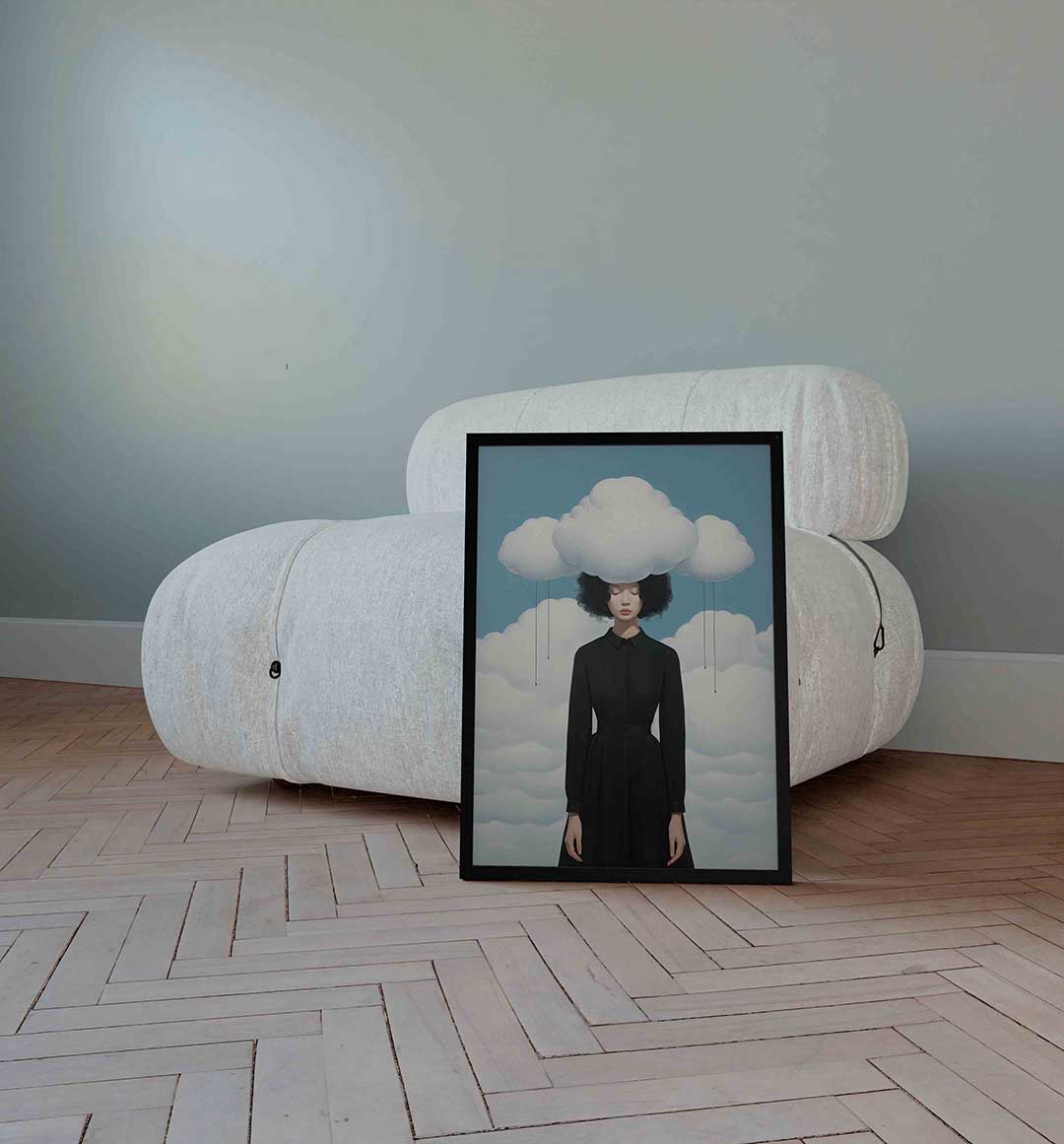 Vrouw met wolken Poster