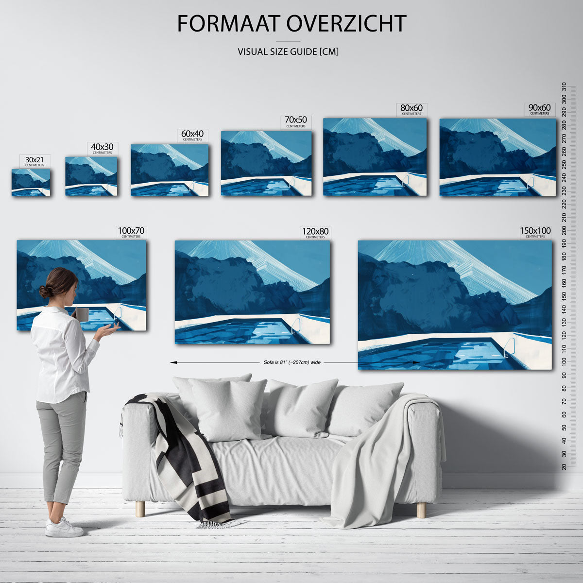 Zwembad en bergen Poster