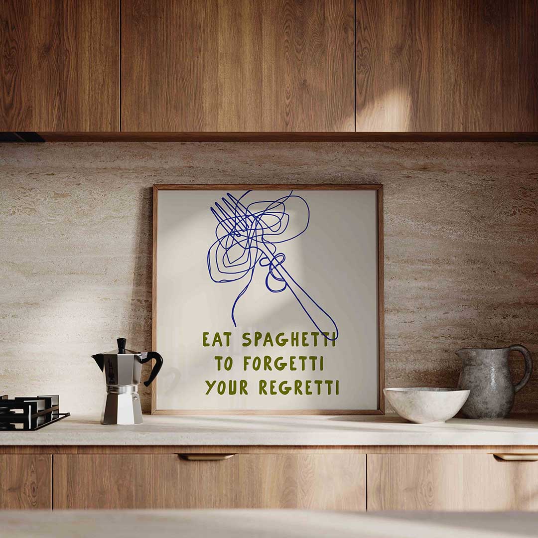 Spaghetti en vork Poster