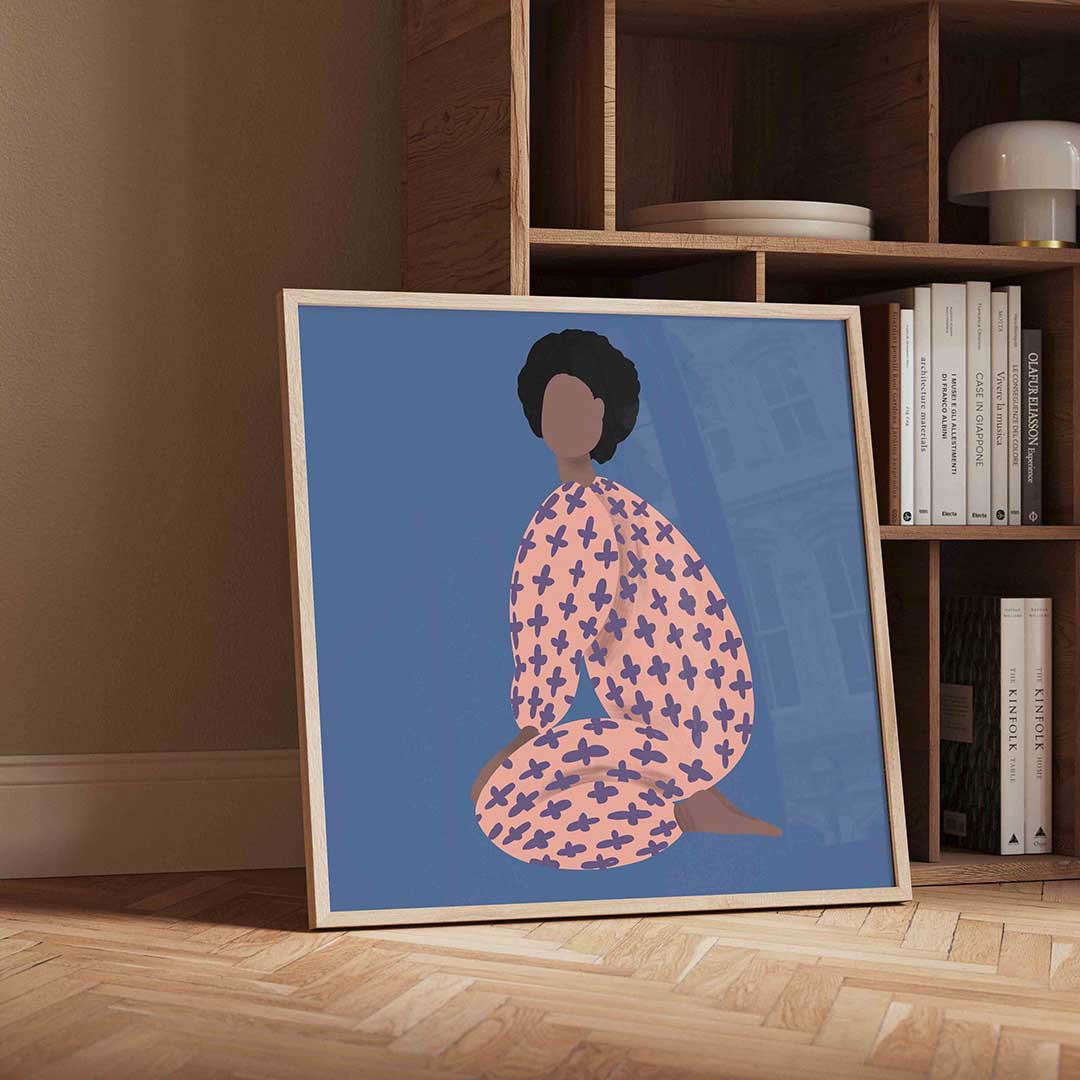 Zittende figuur met patroon Poster