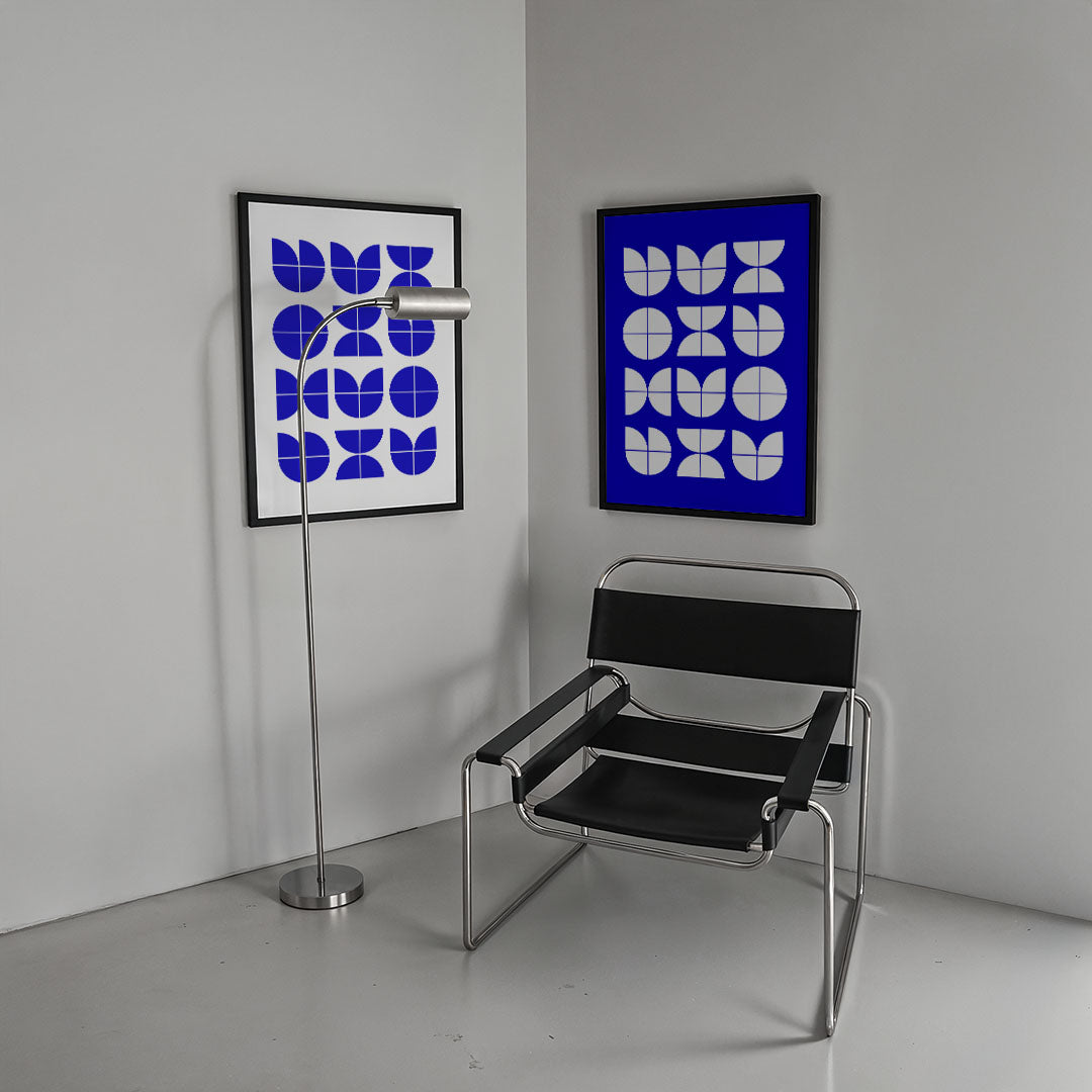 Vormenspel in blauw Posterset