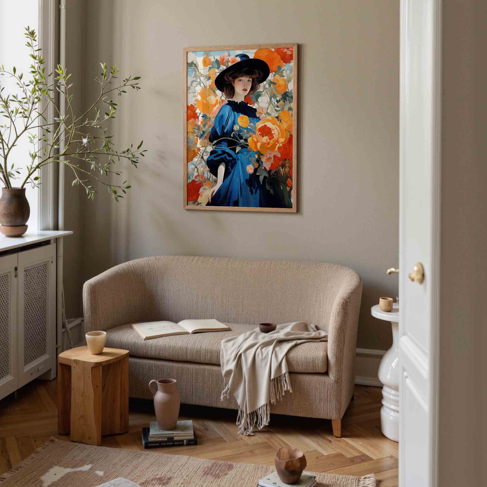 Vrouw met bloemen Poster