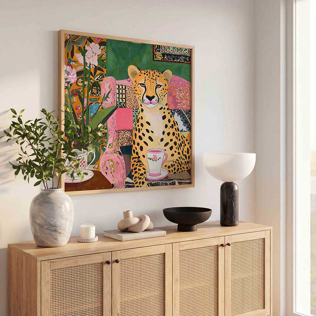 Luipaard met kopje Poster