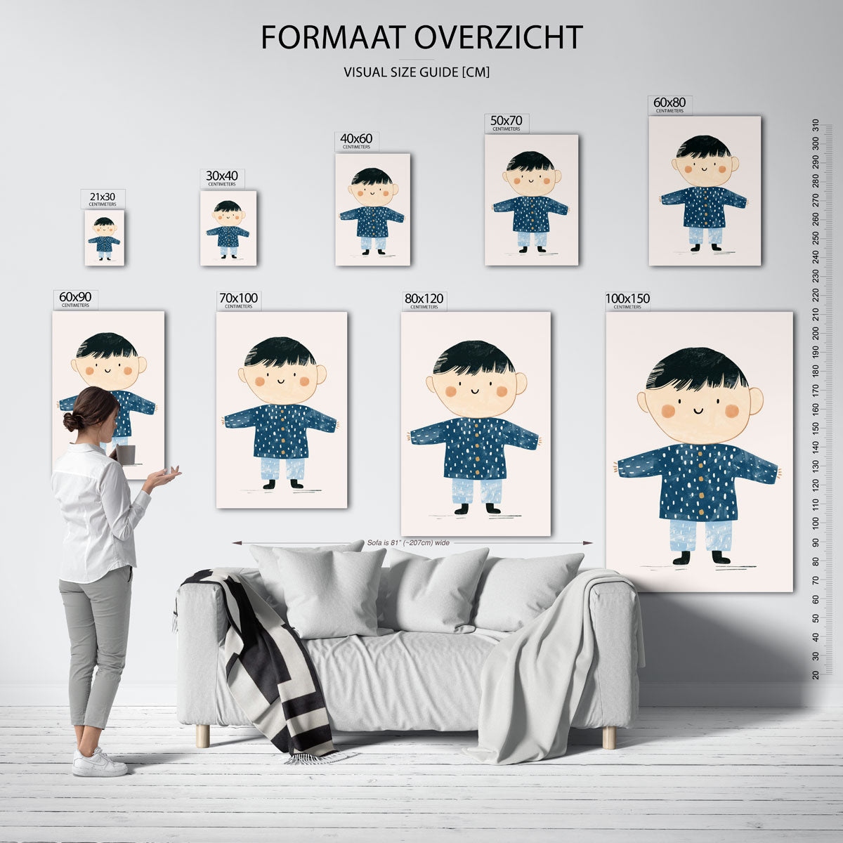 Jongen in blauwe jas Poster