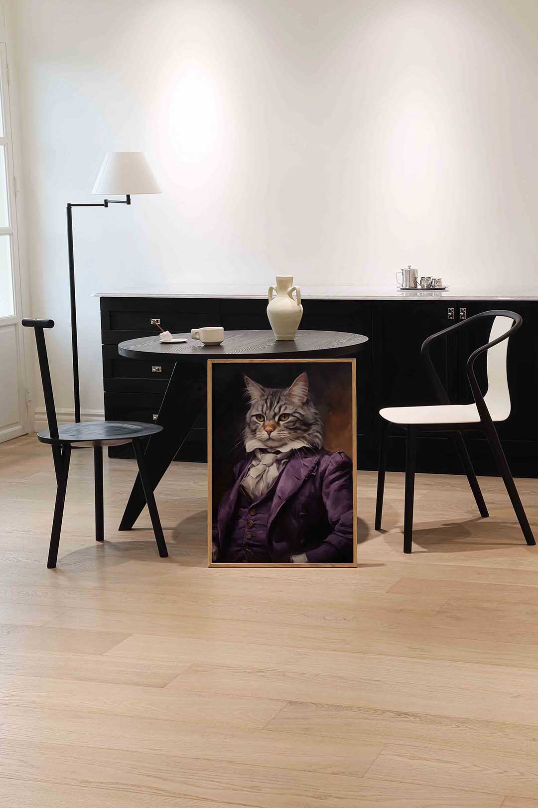 Kat in paars kostuum Poster