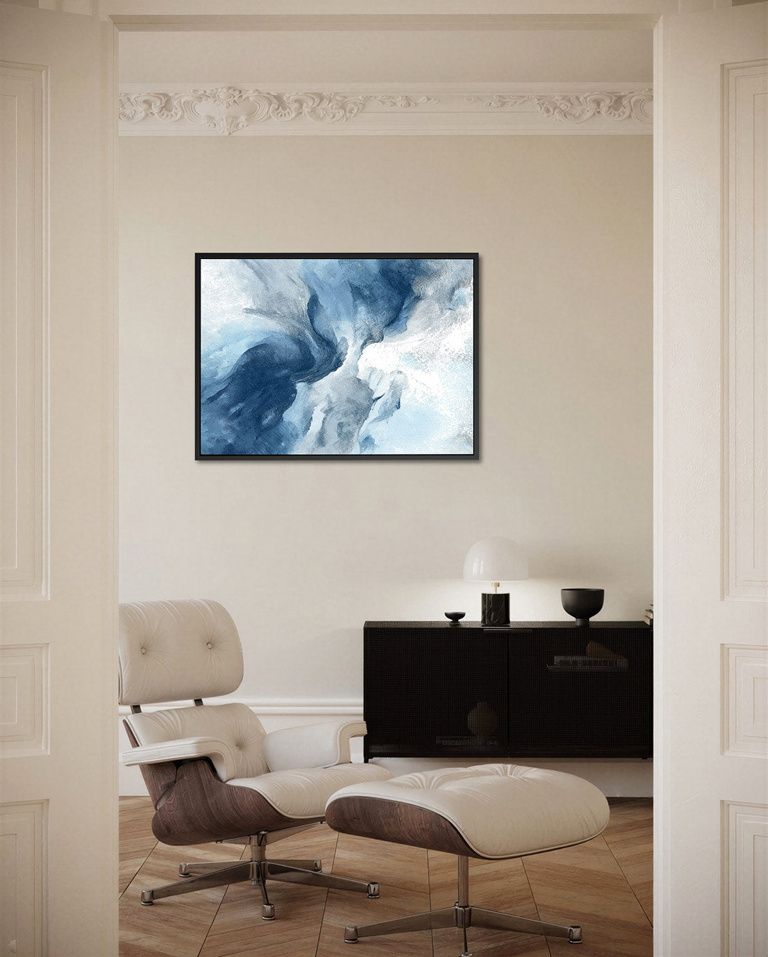 Vloeiende blauwe bewegingen Kunstwerk