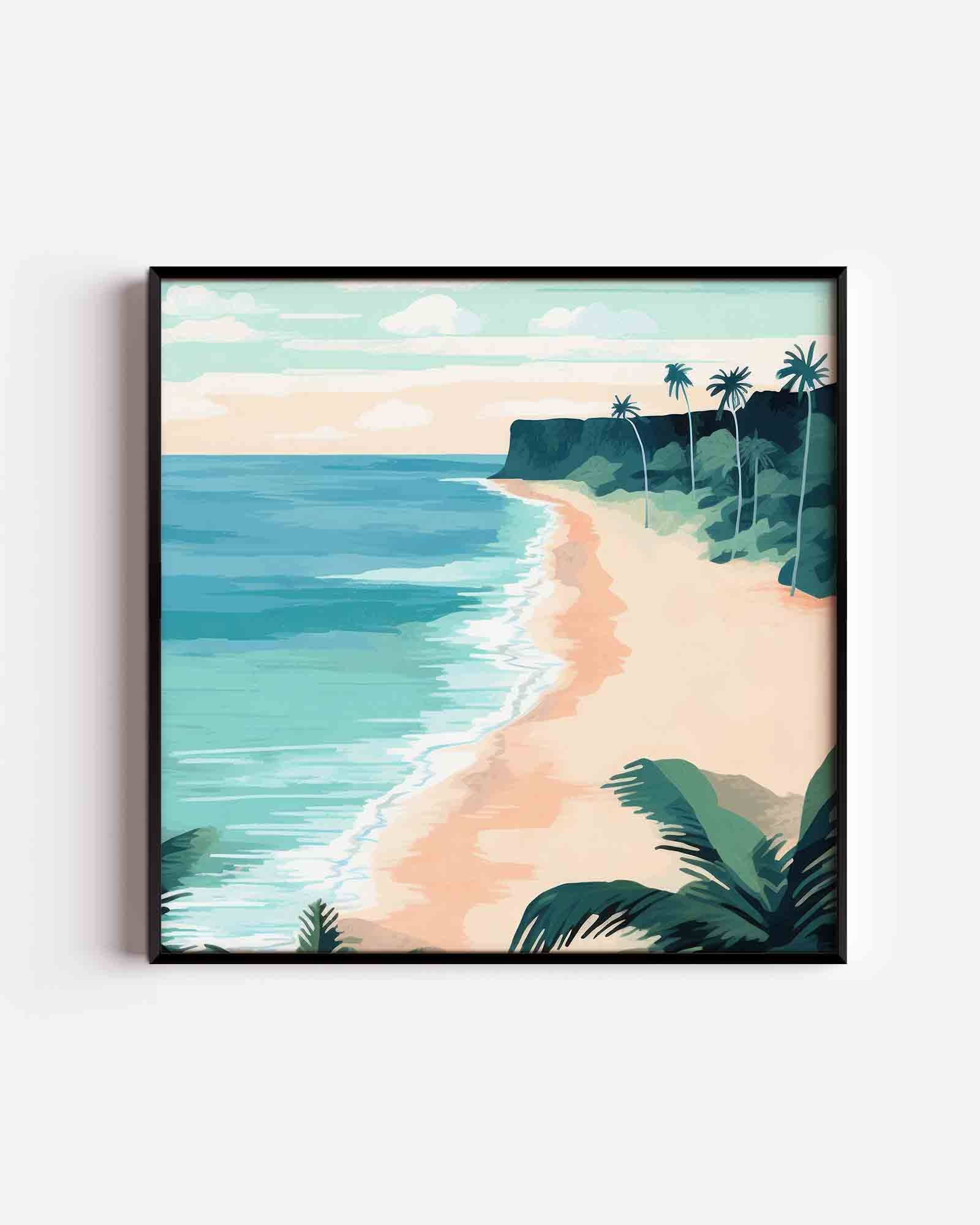 Strand met palmbomen Poster