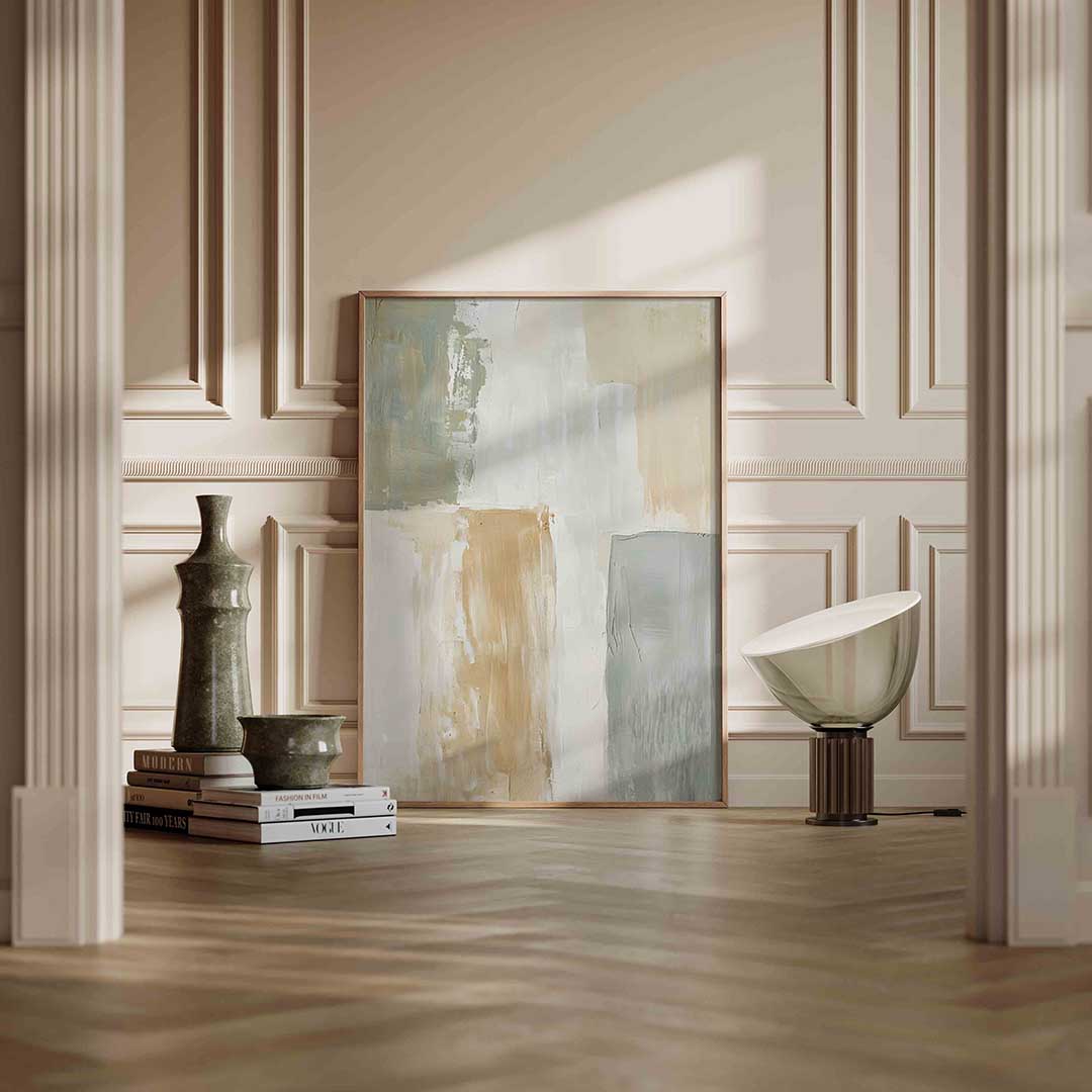Abstracte beige en grijze vlakken Poster