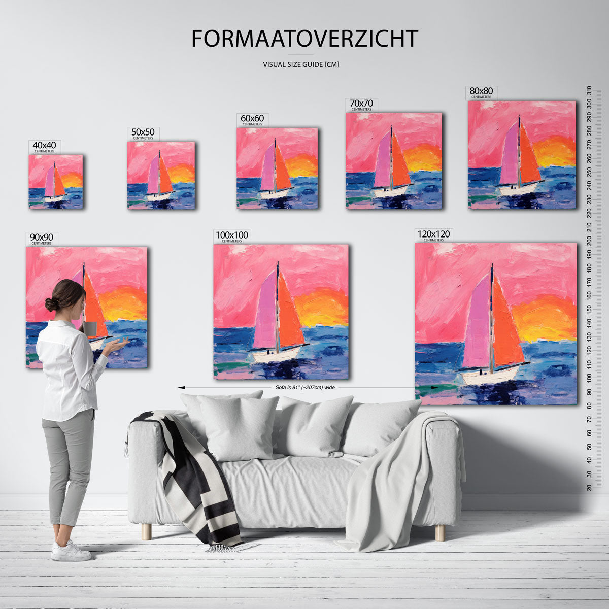 Zeilboot en zonsondergang Poster