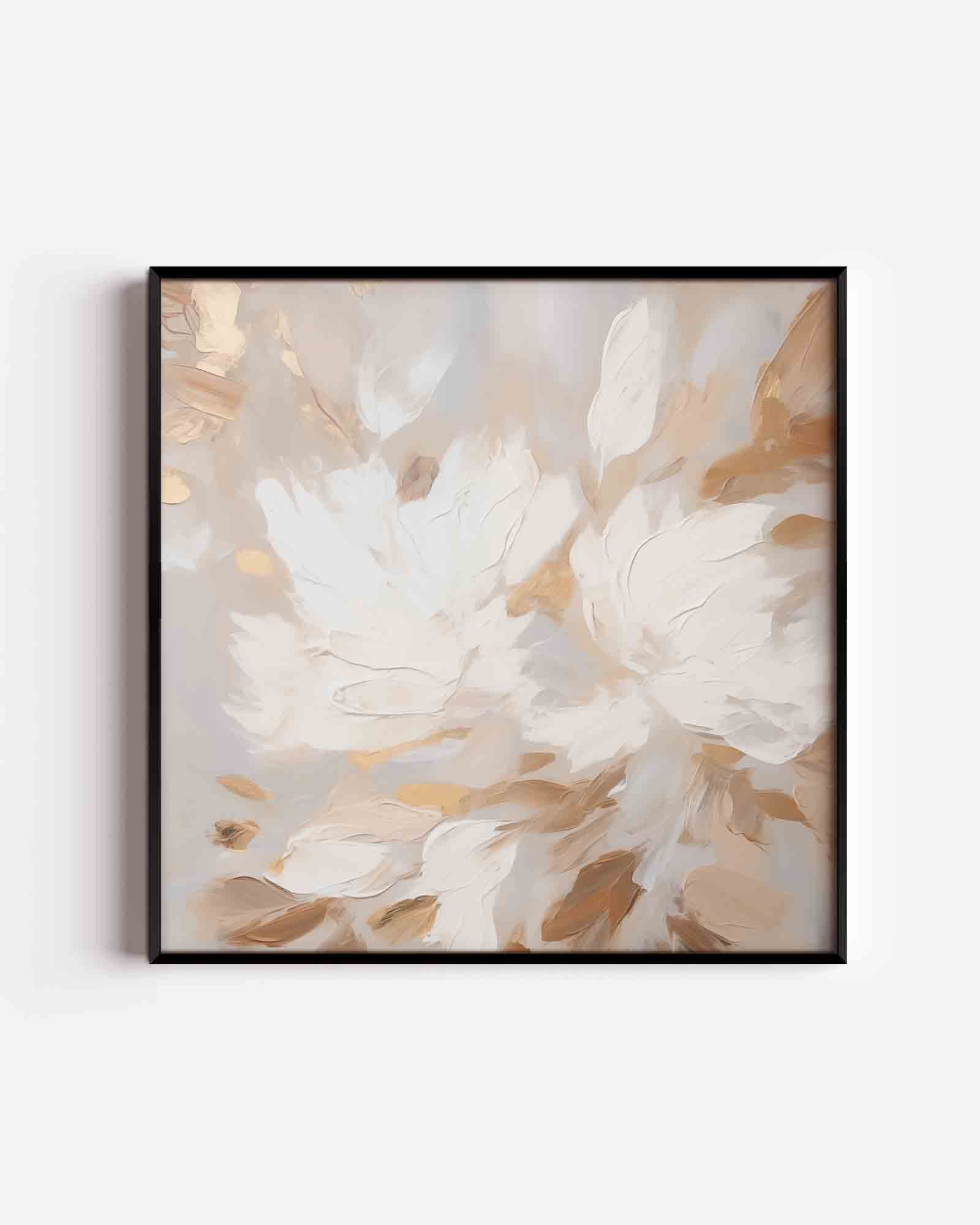Abstracte beige en witte bloemen Poster
