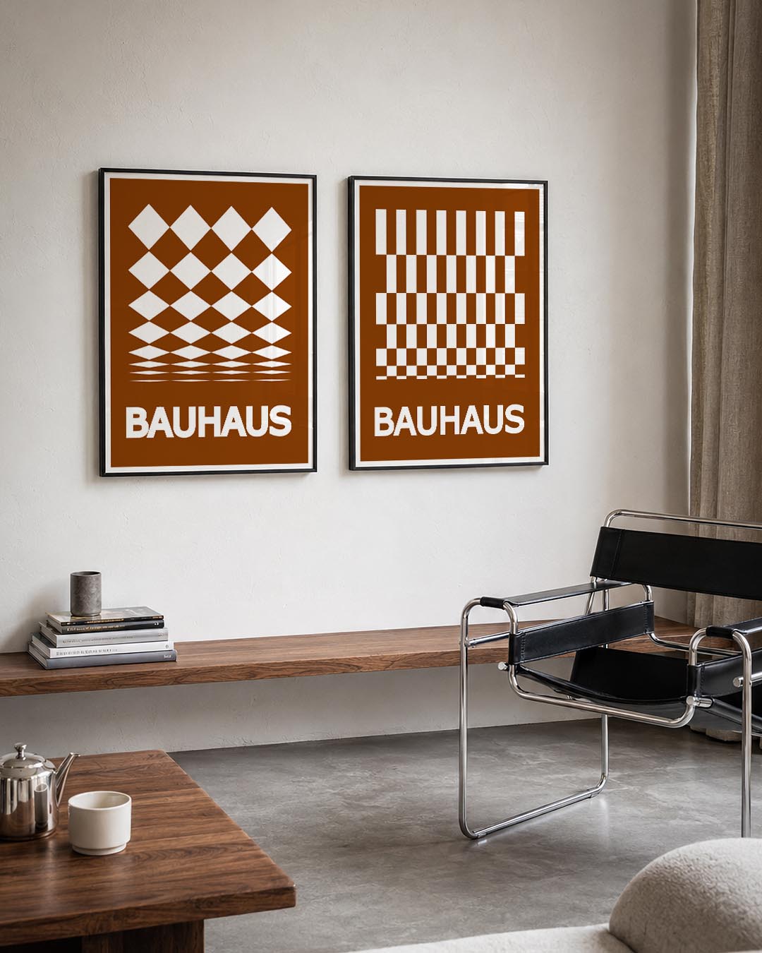 Ruitpatroon en typografie Postersets