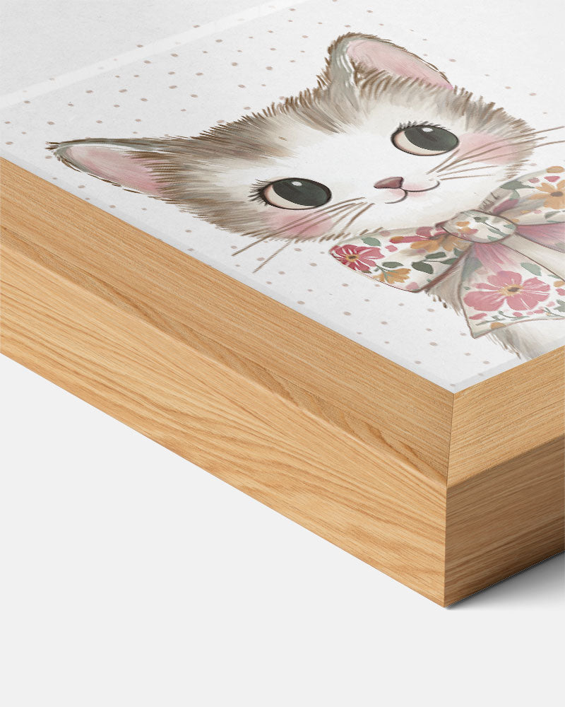 Schattige Kitten Poster met Bloemenstrik Poster-WallArtistic