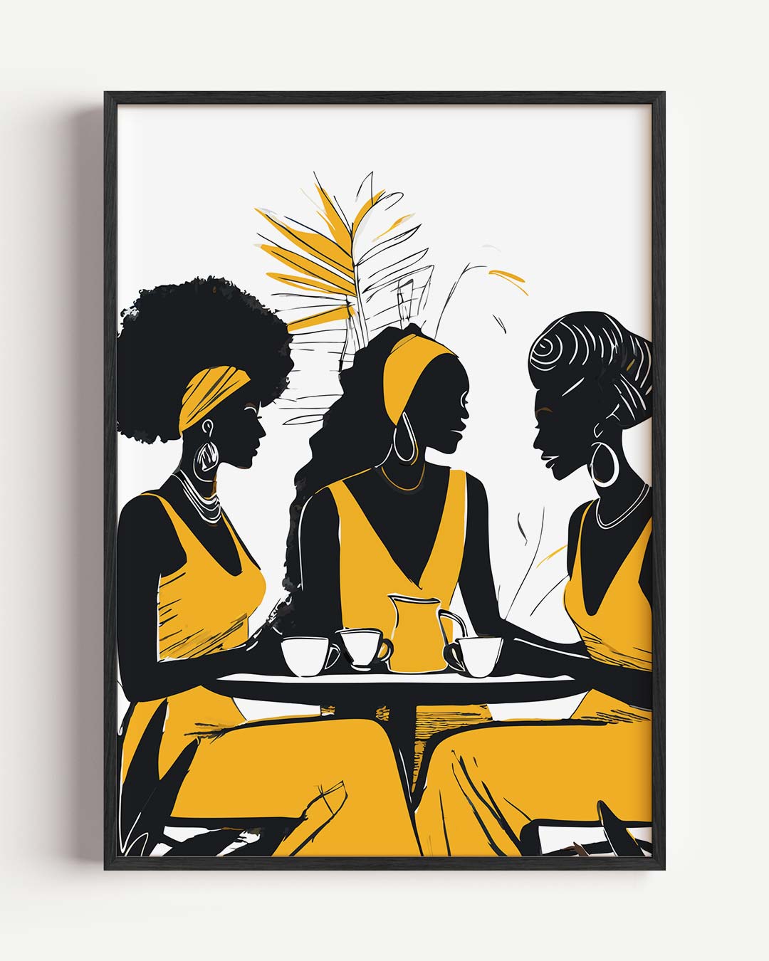Gezellige Koffieklets Vriendinnen Poster-WallArtistic