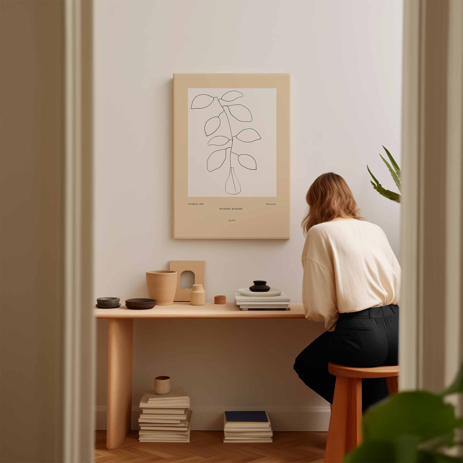 Moderne Boho Bloemen Kunstwerk-canvas-dibond-plexiglas-wanddecoratie-WallArtistic